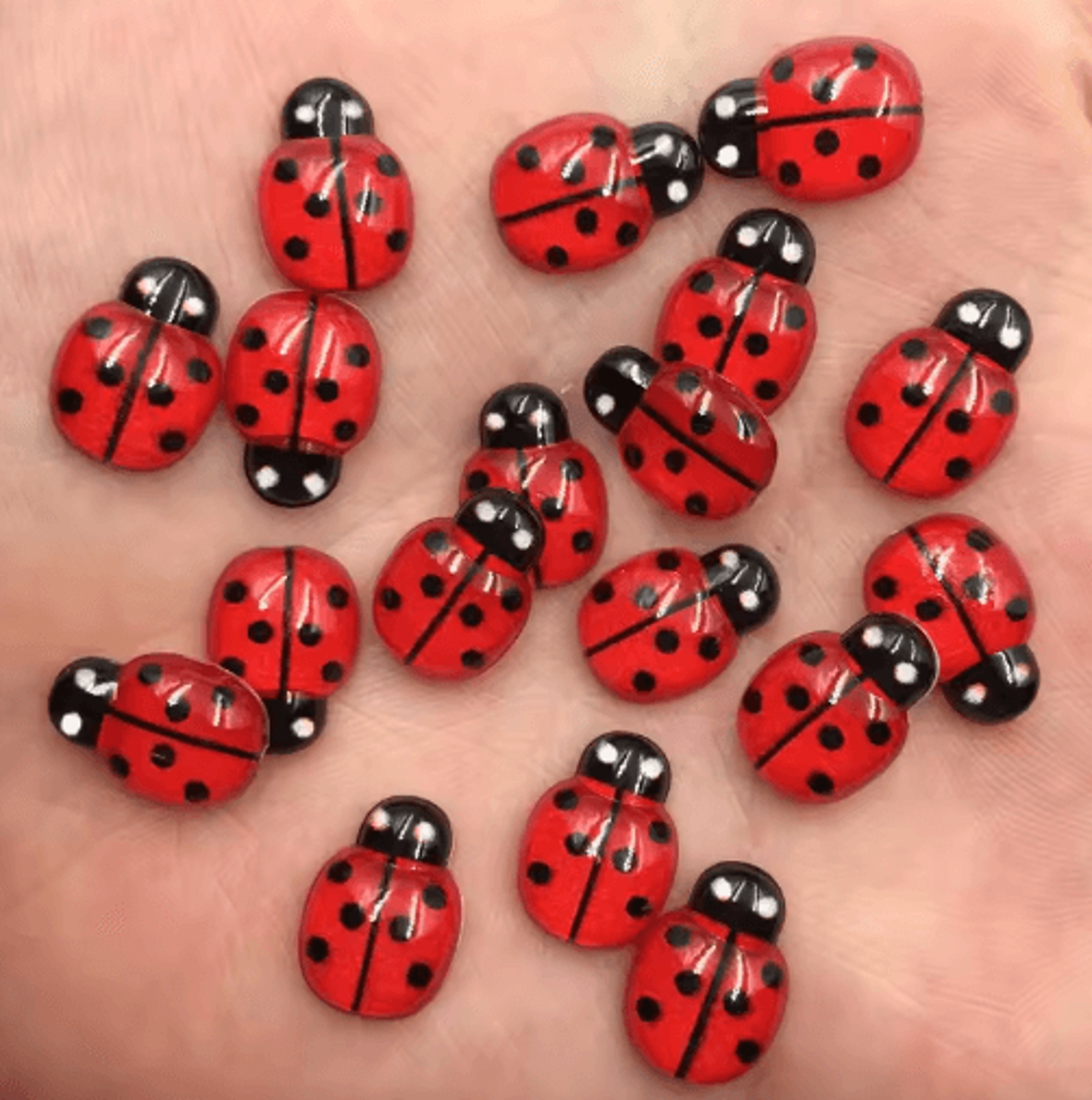 60-piece mini red beetle resin cabochons for diy crafts