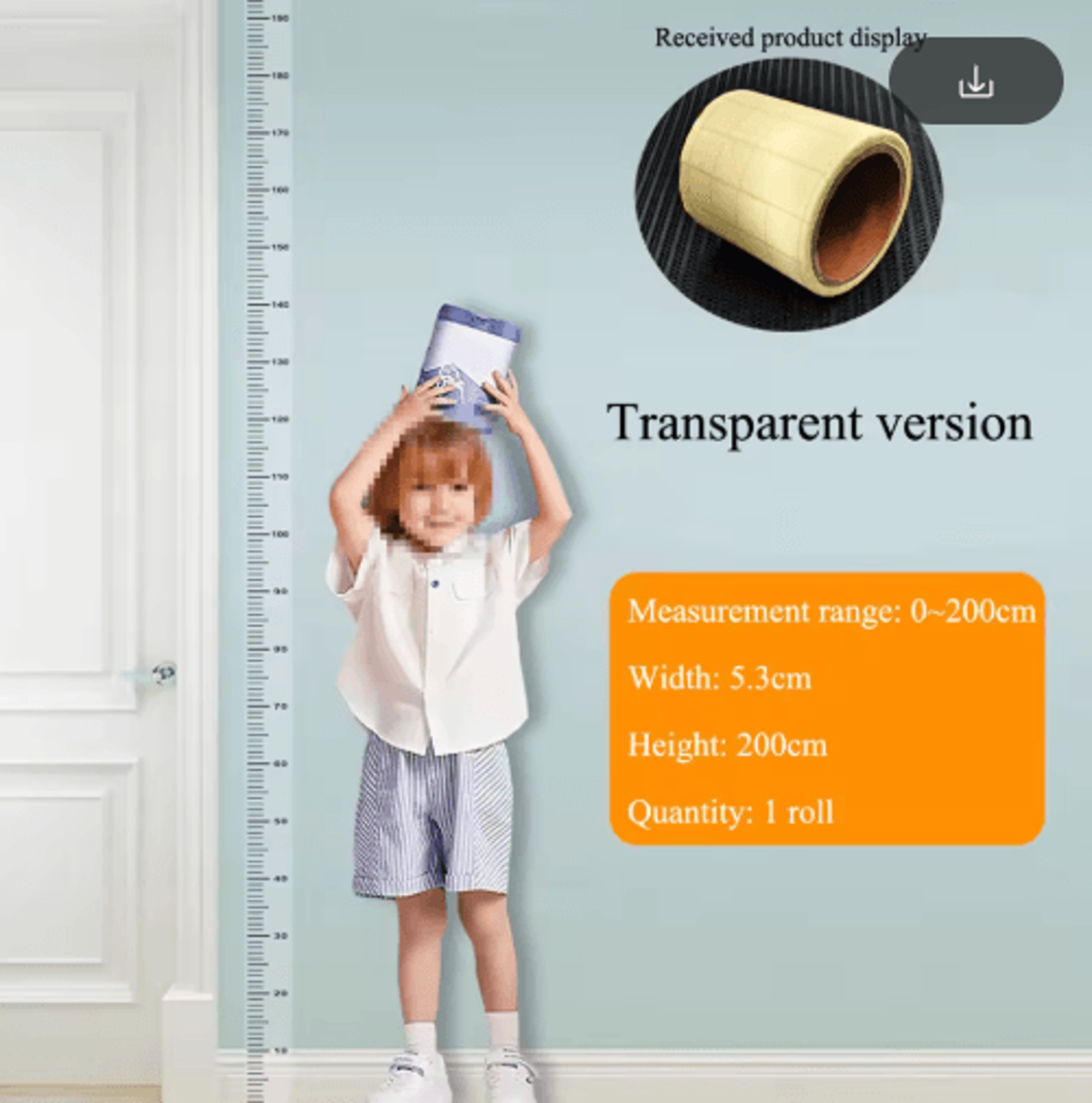 2Meter Kids Height Chart Wall Sticker Removable Growth Scale 2