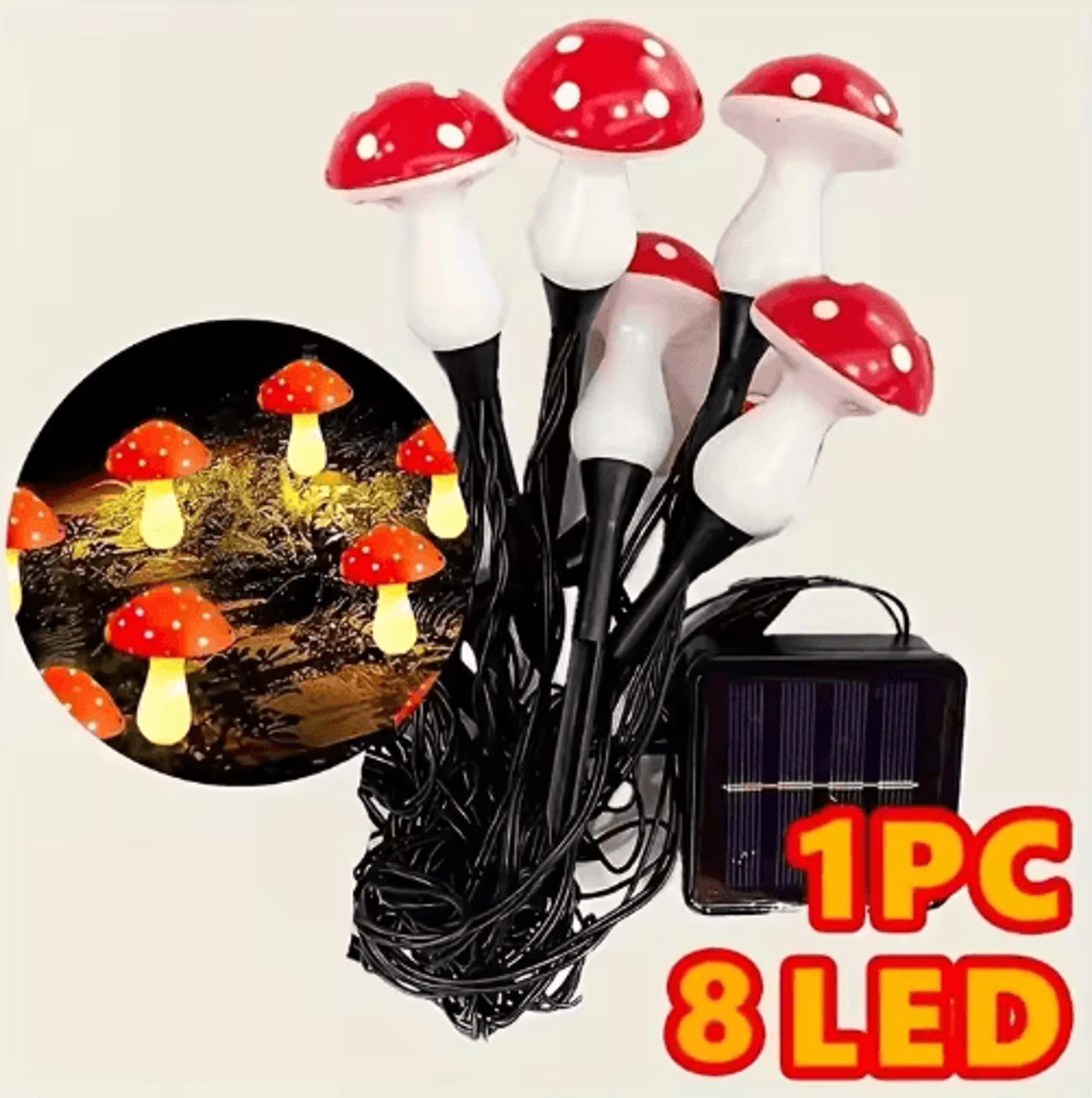 Solar Mushroom Path Light With 8 LED Lighting Modes 3