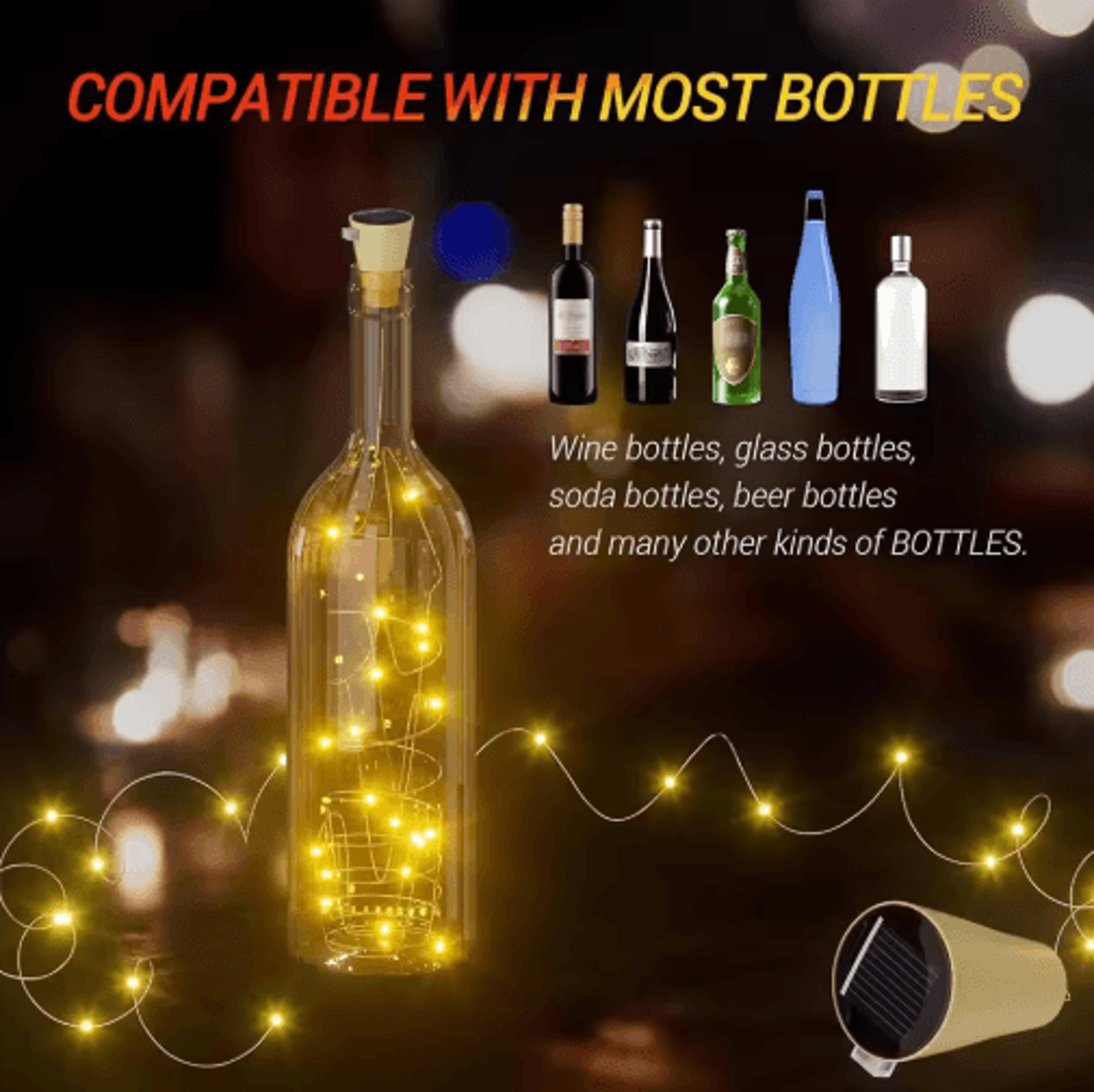 Solar 20LED Wine Bottle Cork Fairy String Lights 5