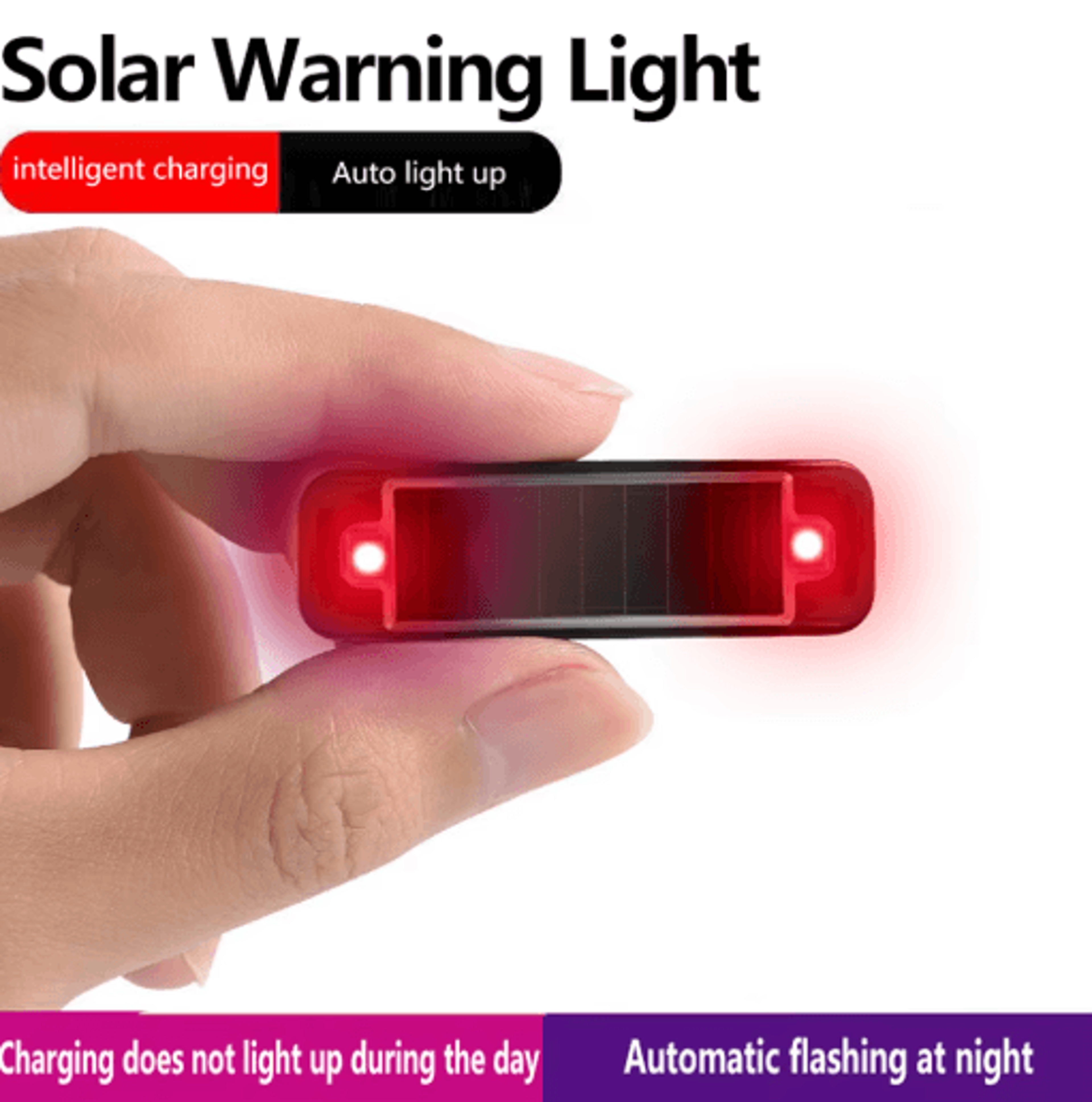 Mini Solar LED Car Simulated Alarm Warning Light 0