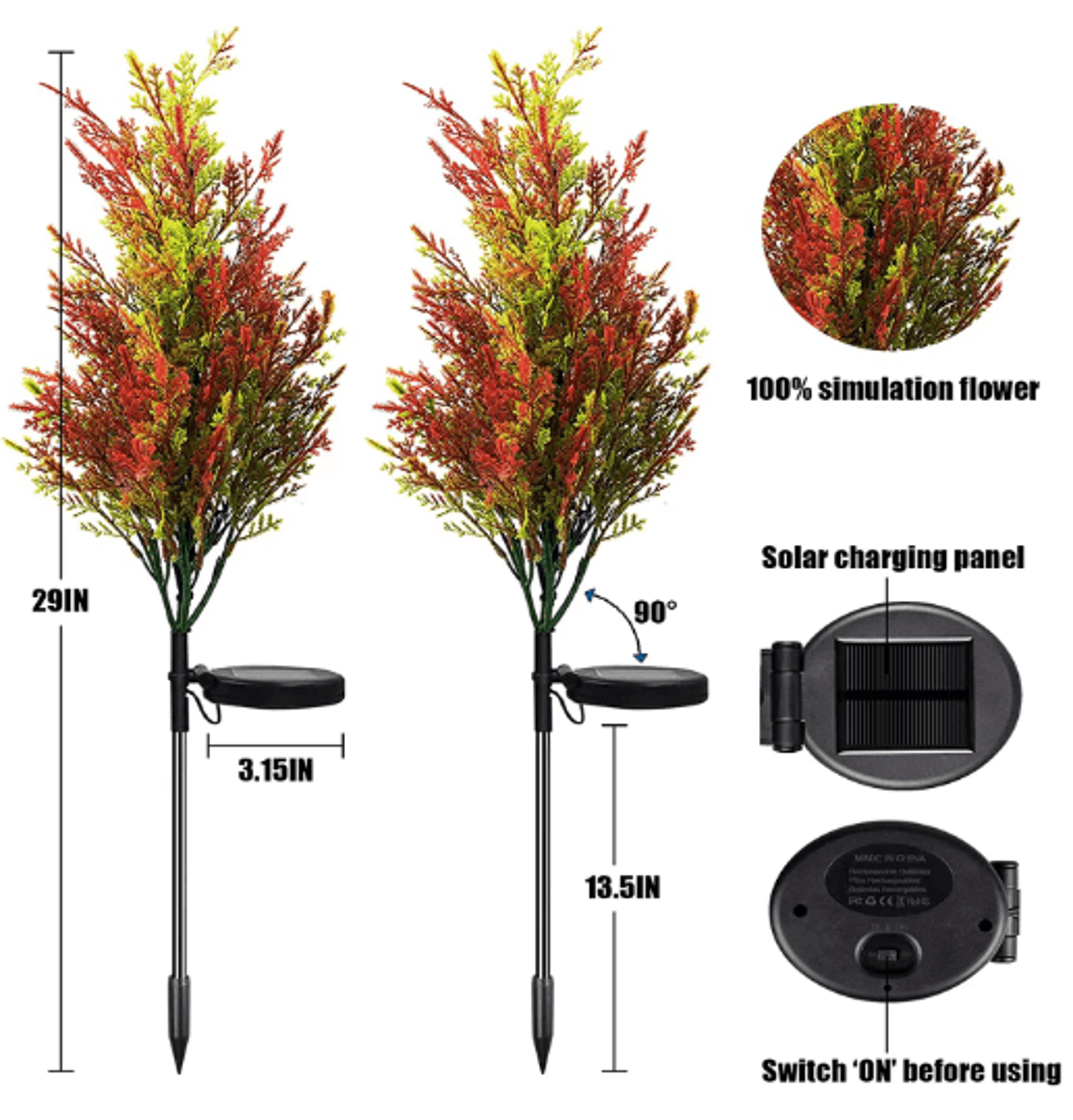 Solar Christmas Pine  Cypress LED Garden Stake Light 6