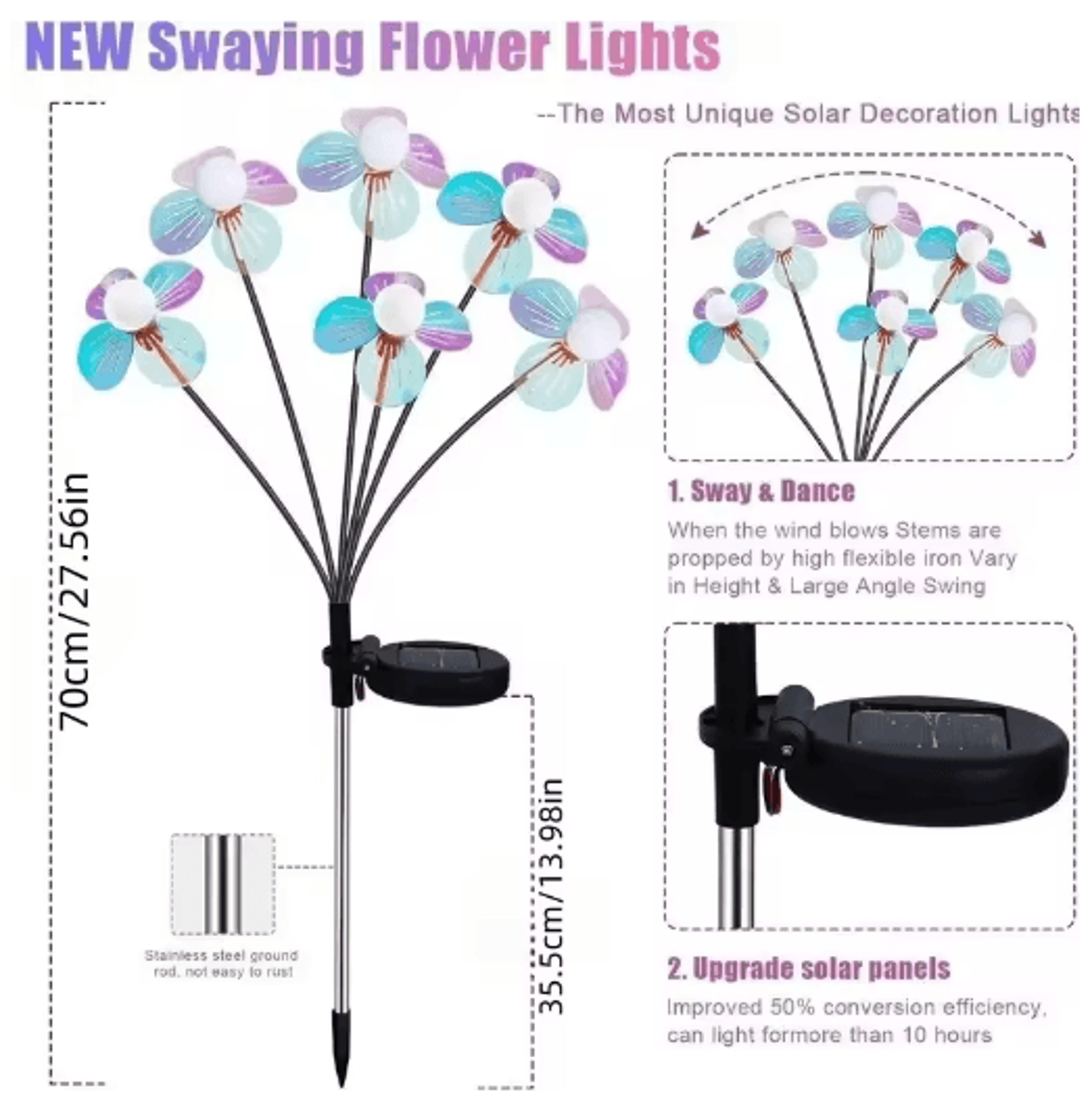 Solar Firefly Flower LED Garden Light With 2 Lighting Modes 5