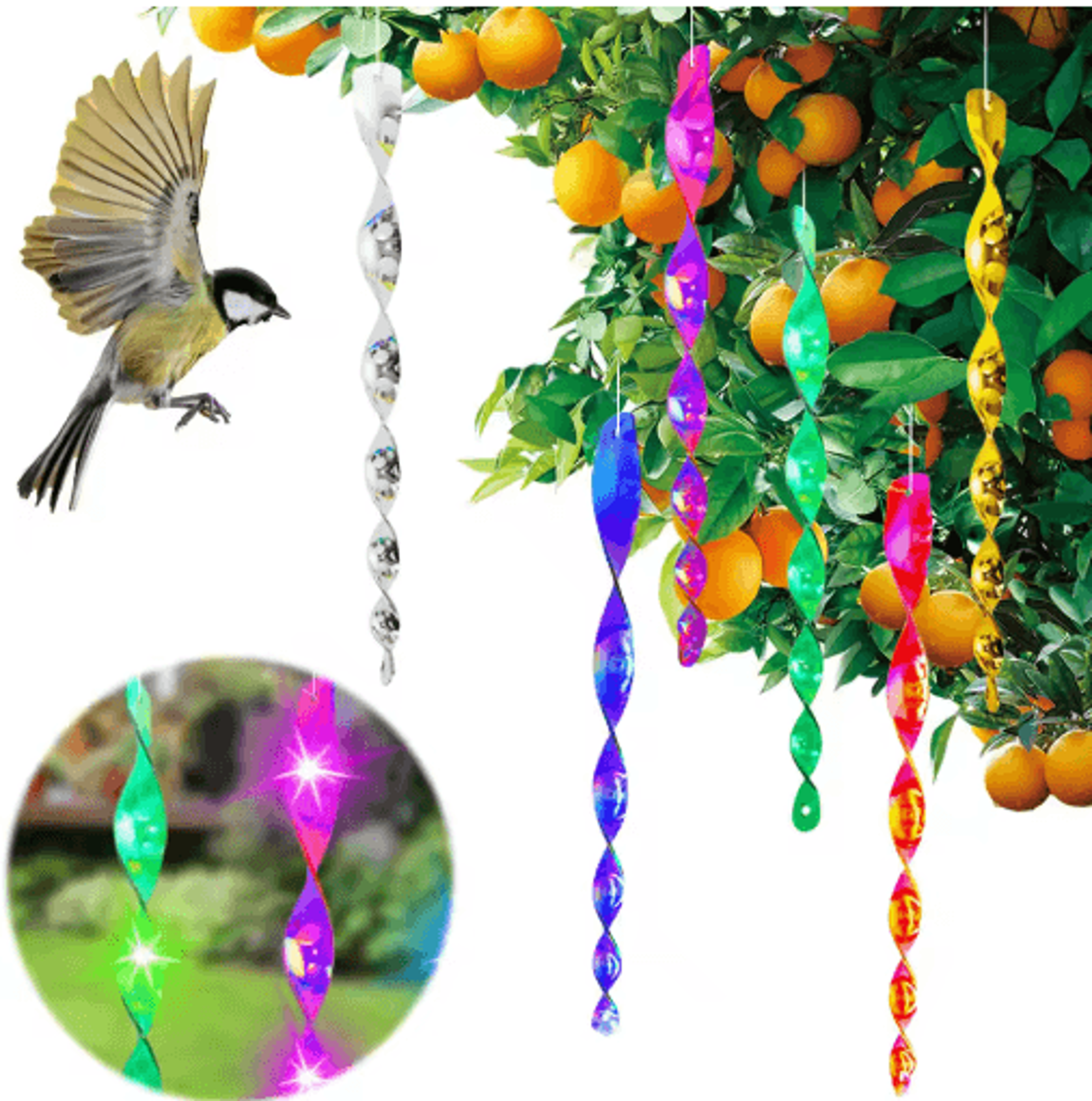 12Piece Reflective WindSpinner Bird Deterrent Rods 5