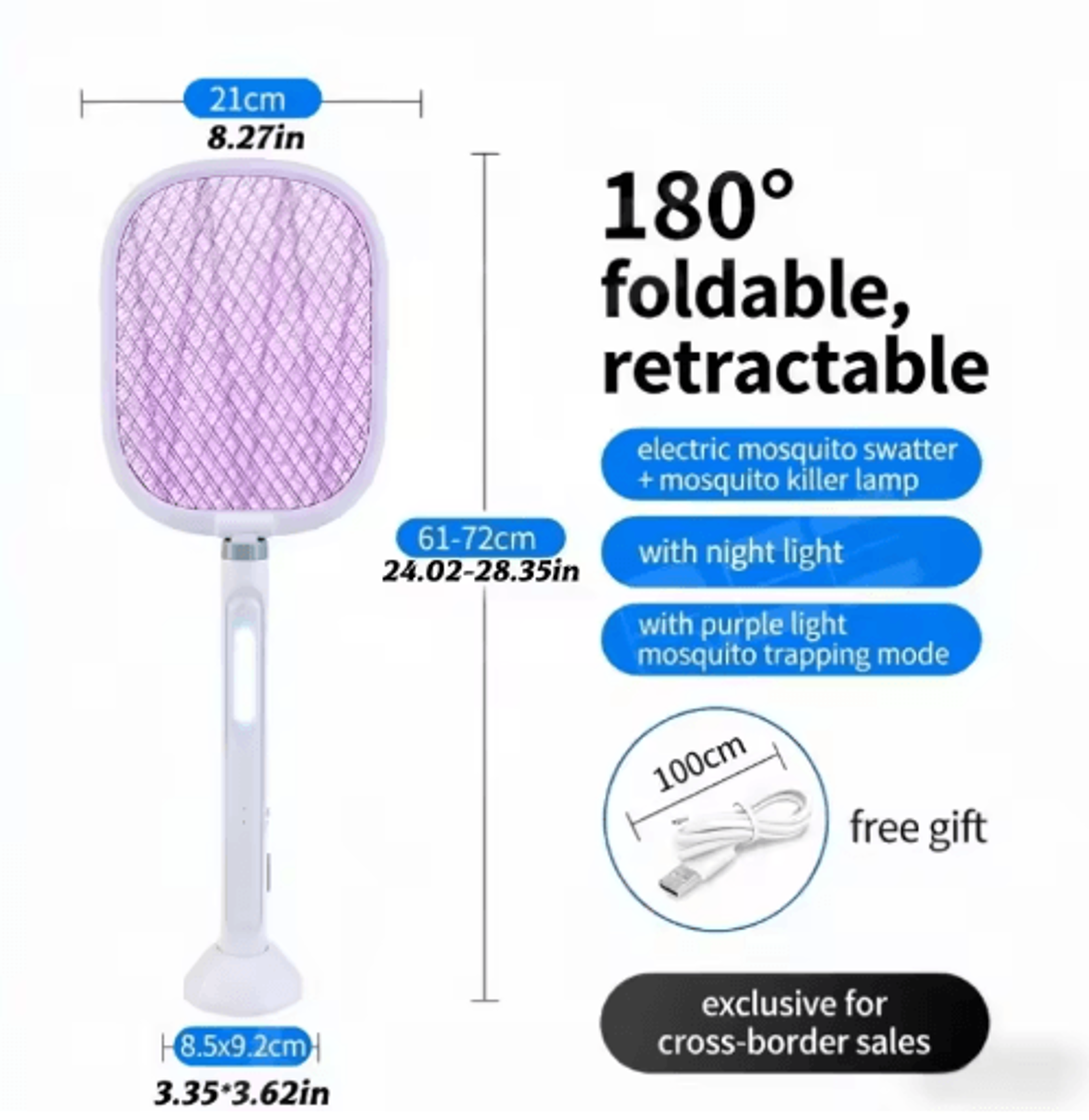 XIAOTREE 2in1 Rechargeable Electric Bug Zapper Racket 1