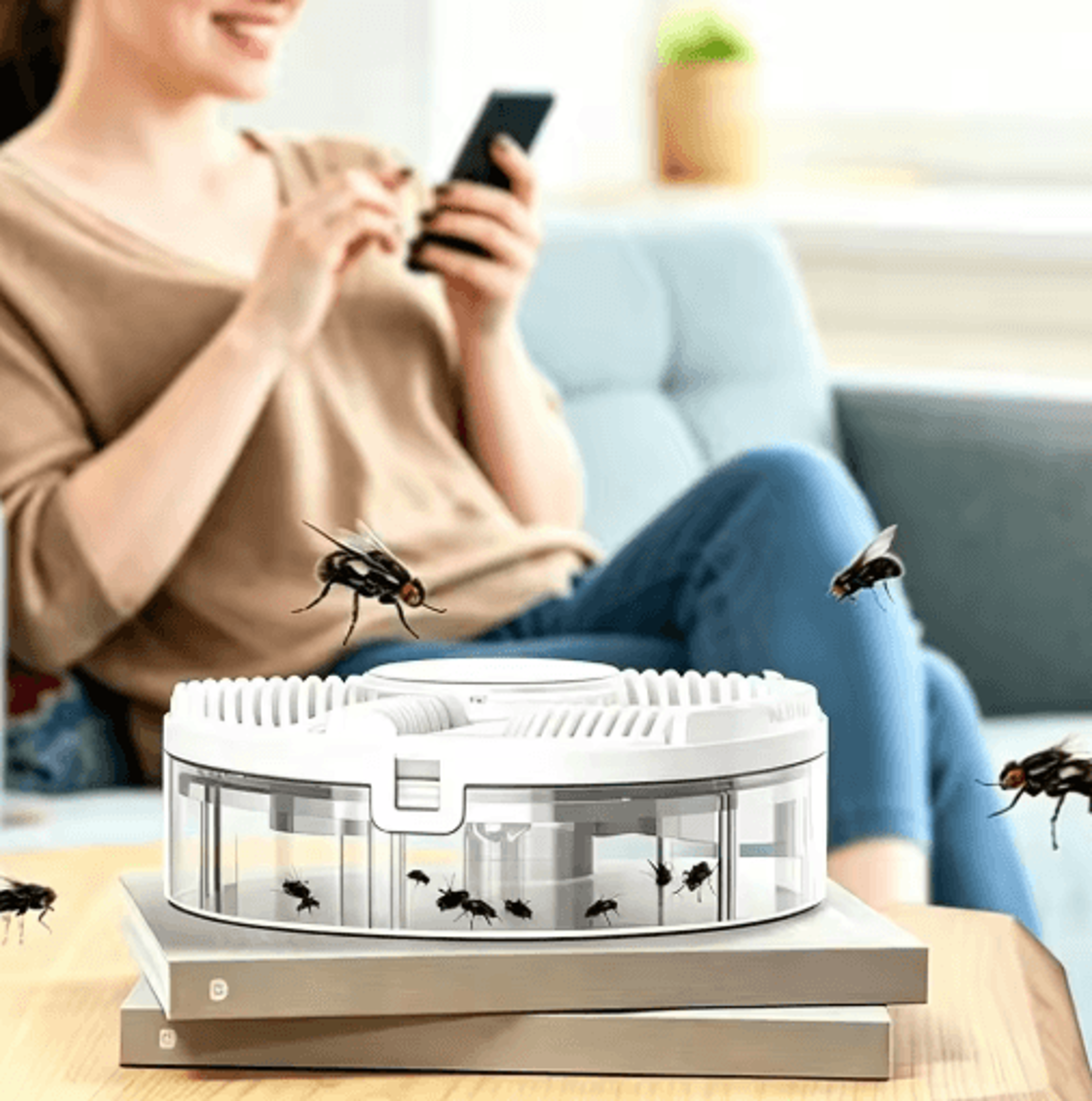 Automatic Rotating Electric Fly Trap USB Rechargeable Insect Catcher 6