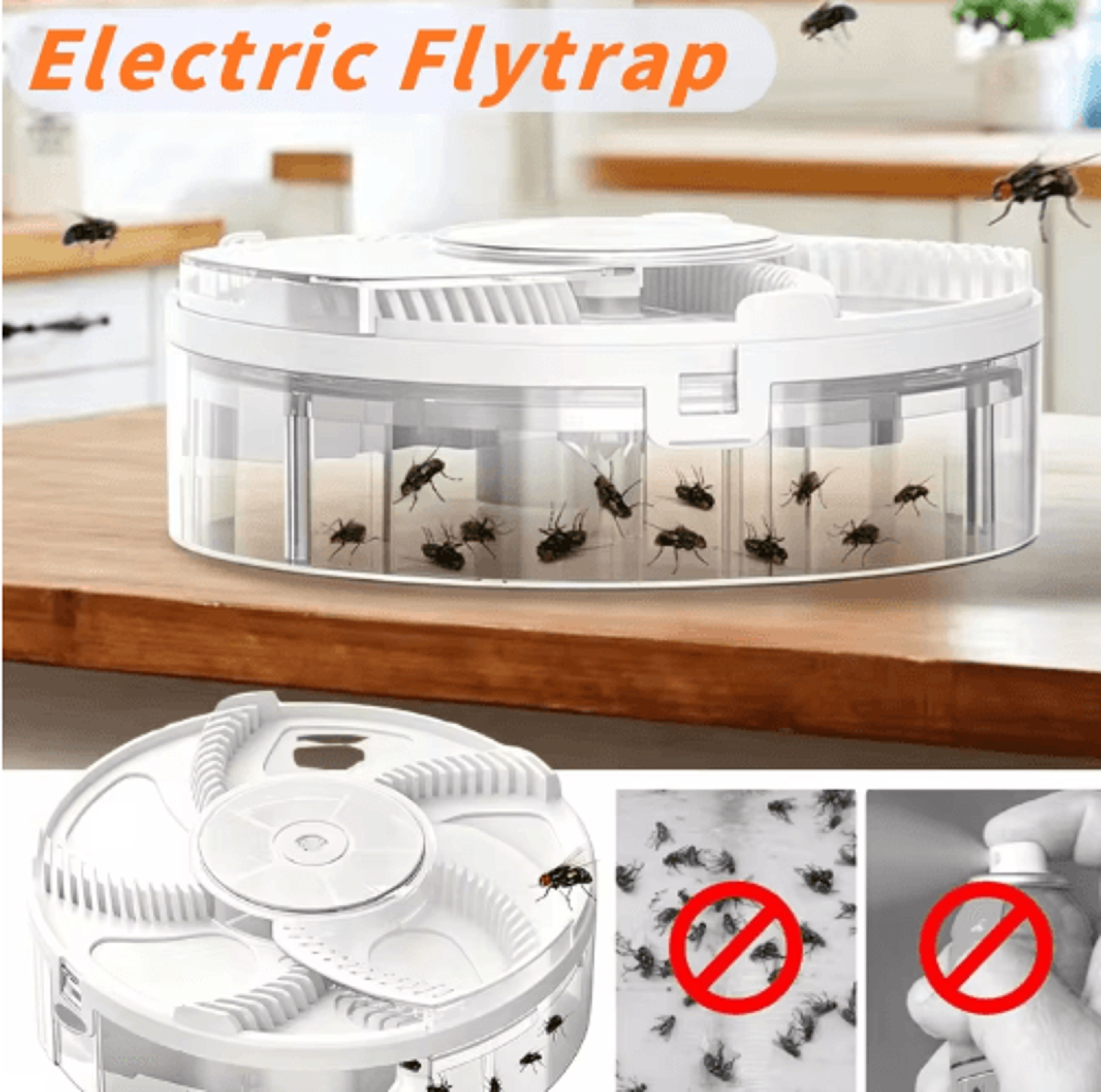 Automatic Rotating Electric Fly Trap USB Rechargeable Insect Catcher 0