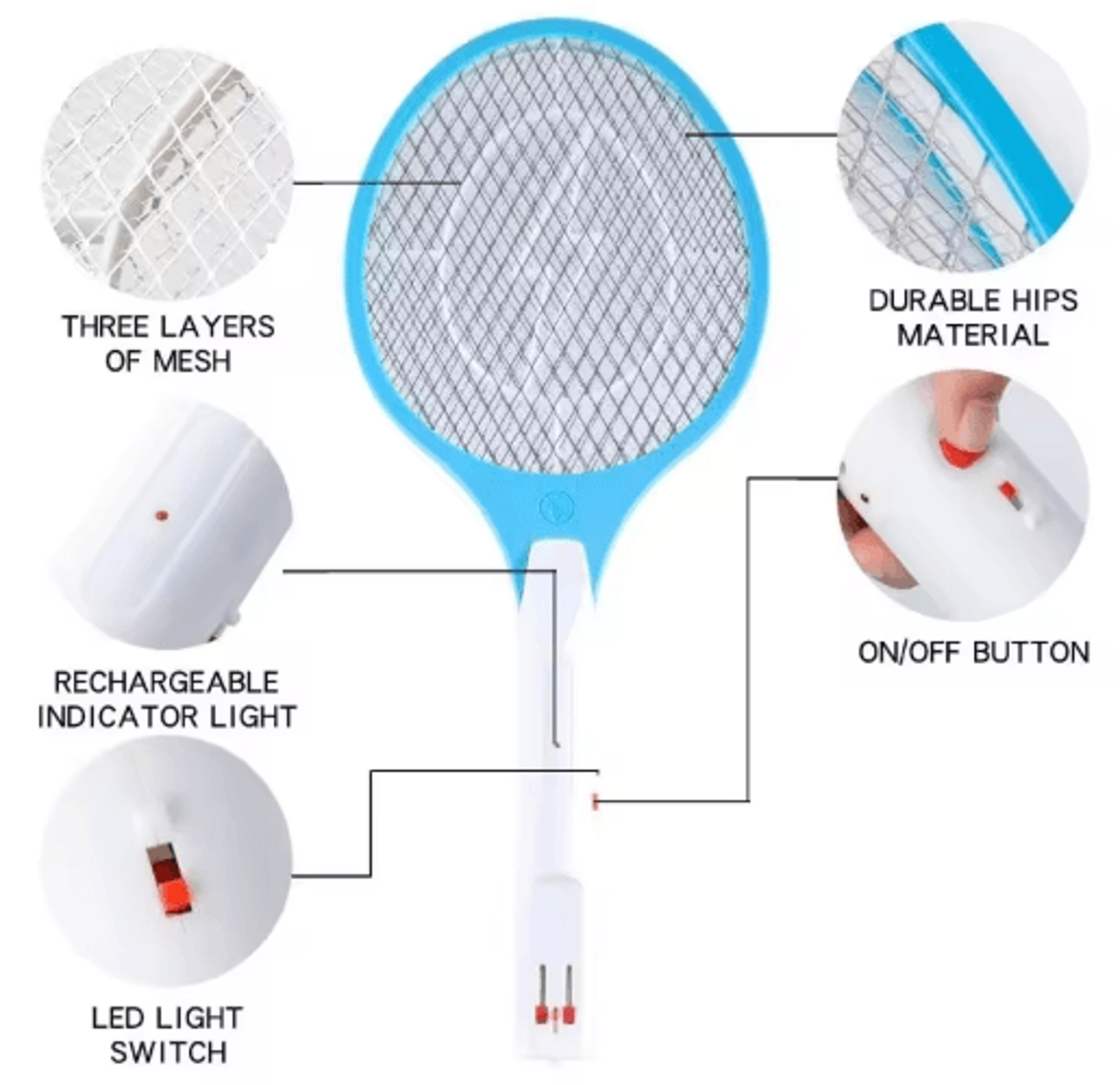 M7BC Handheld Electric Mosquito Zapper Racket 2