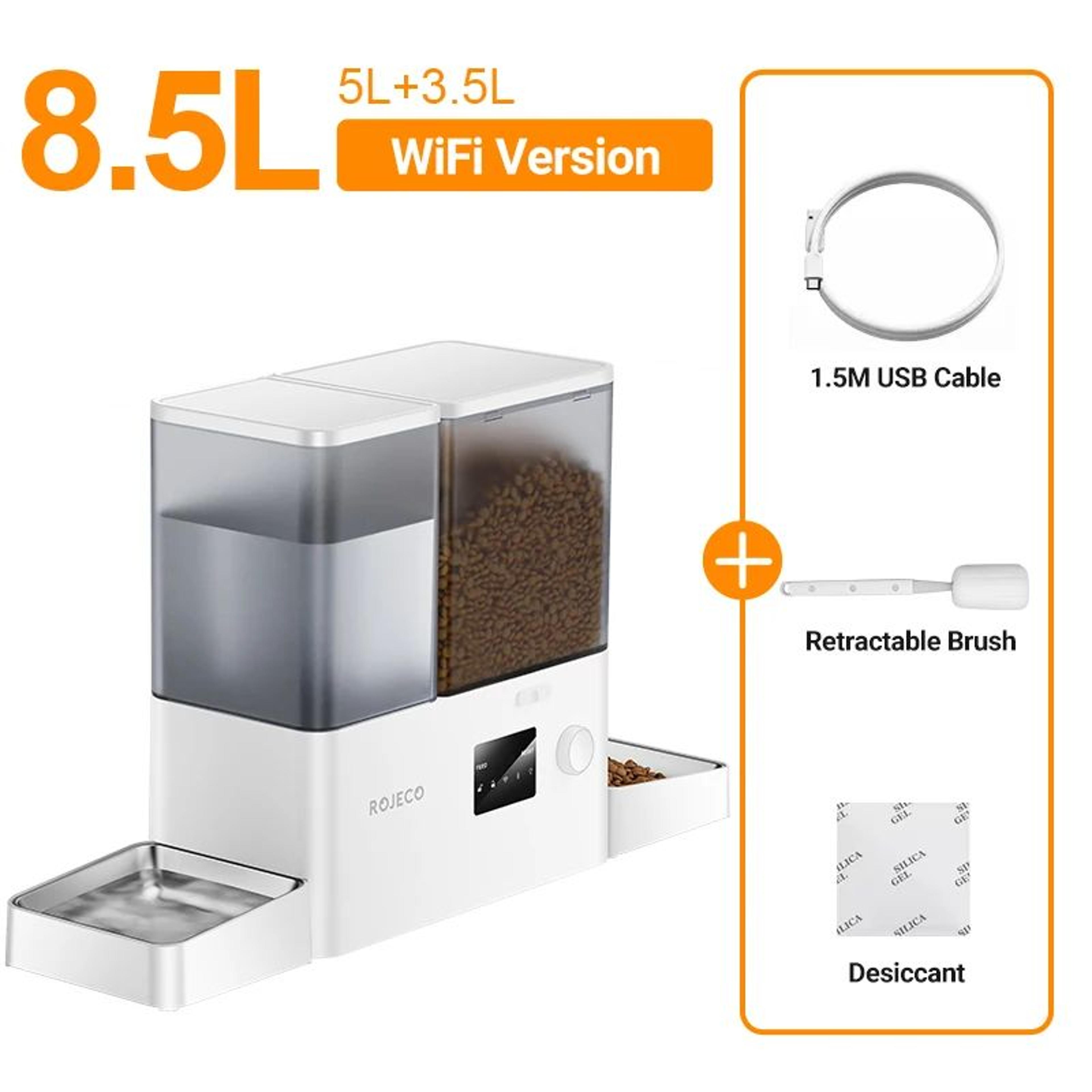 ROJECO 2L Smart Automatic Pet Feeder  WiFi Dry Food Dispenser With Remote Control For Cats  Dogs 8