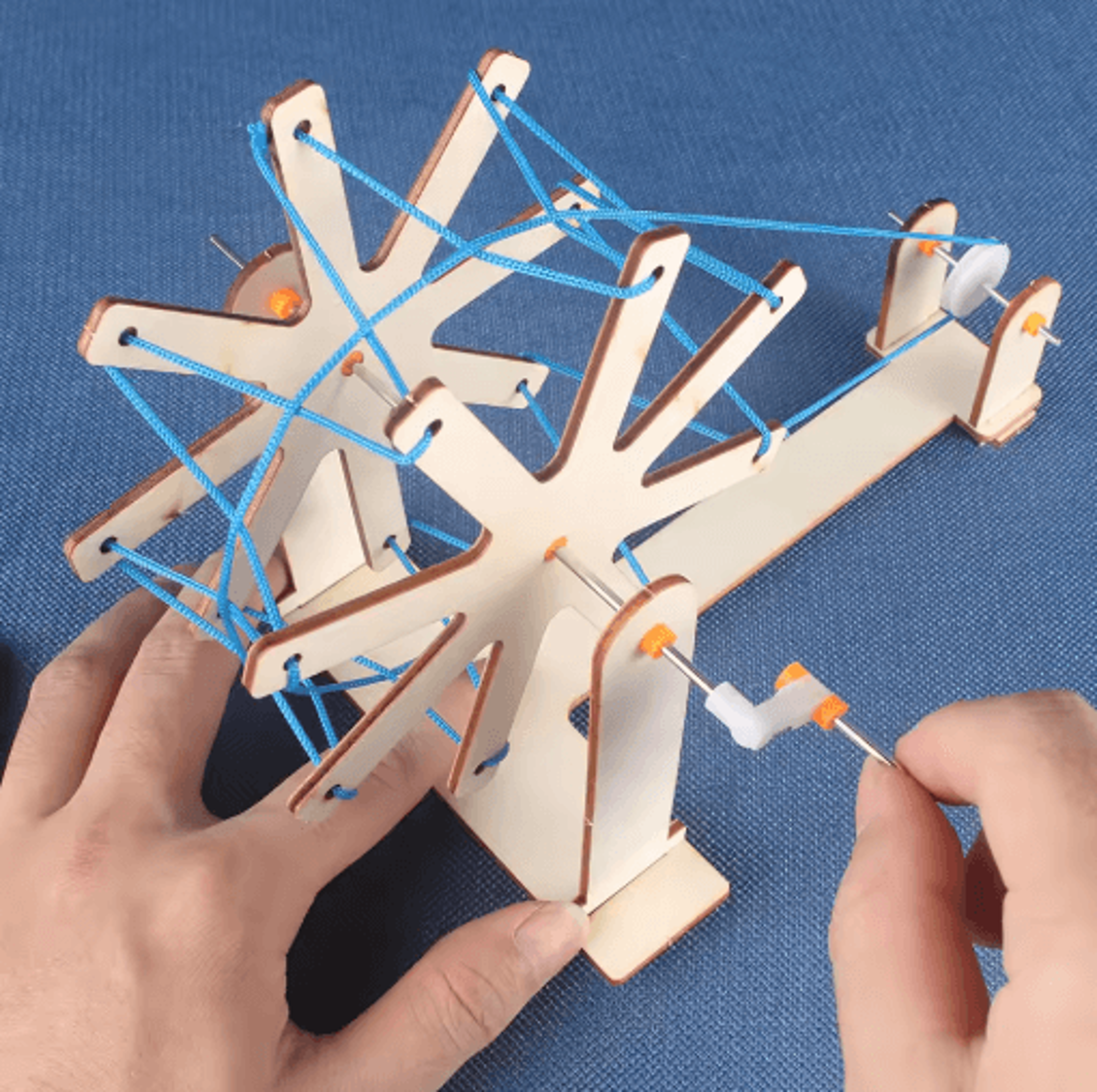 Mini DIY Wooden Weaving Loom  Spinning Wheel Set 5