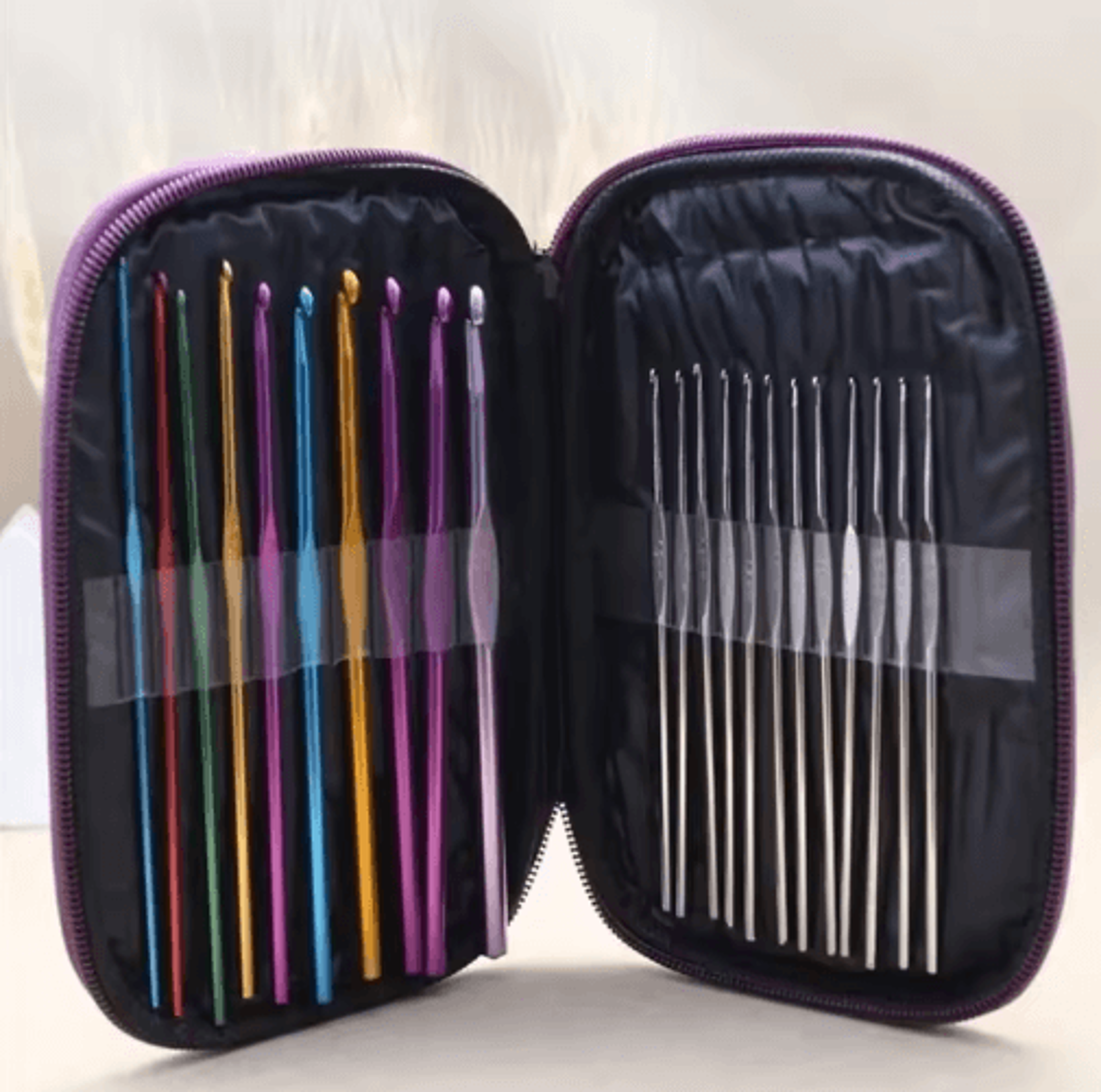 22PCS Ergonomic Aluminum Crochet Hook  Sewing Needle Set 4