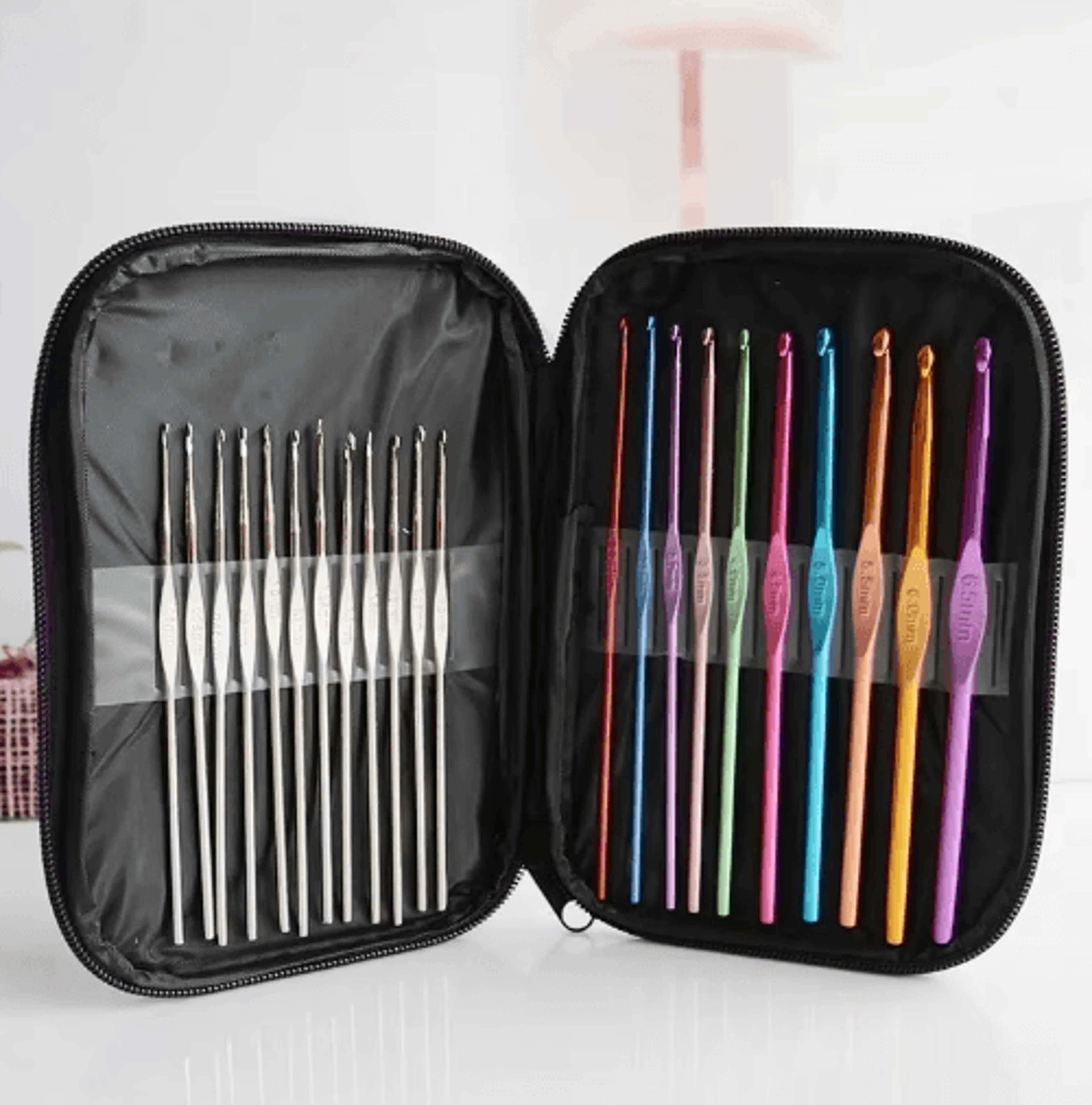22PCS Ergonomic Aluminum Crochet Hook  Sewing Needle Set 3