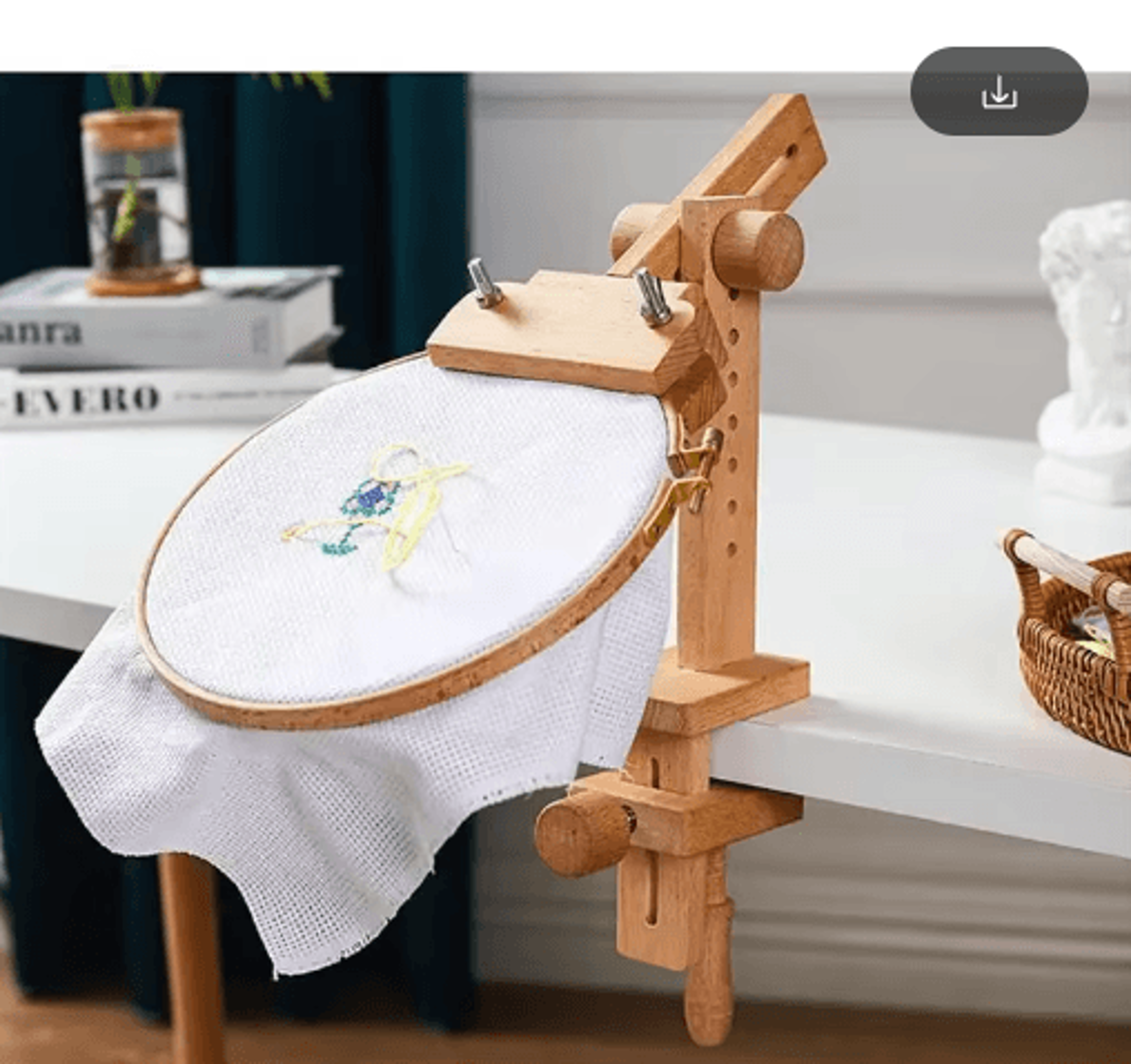 360° adjustable wooden embroidery hoop stand