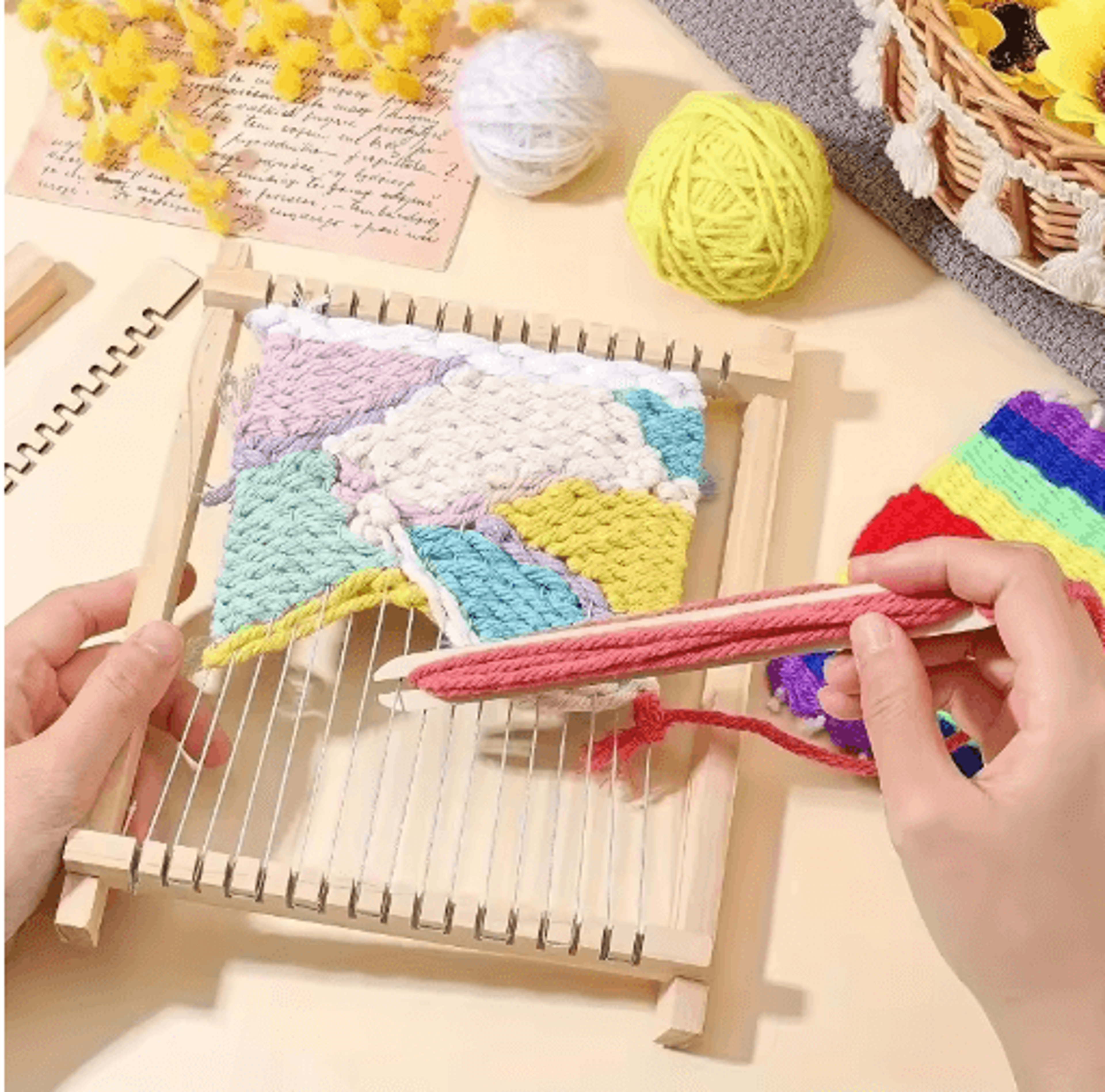 wooden tapestry weaving loom kit