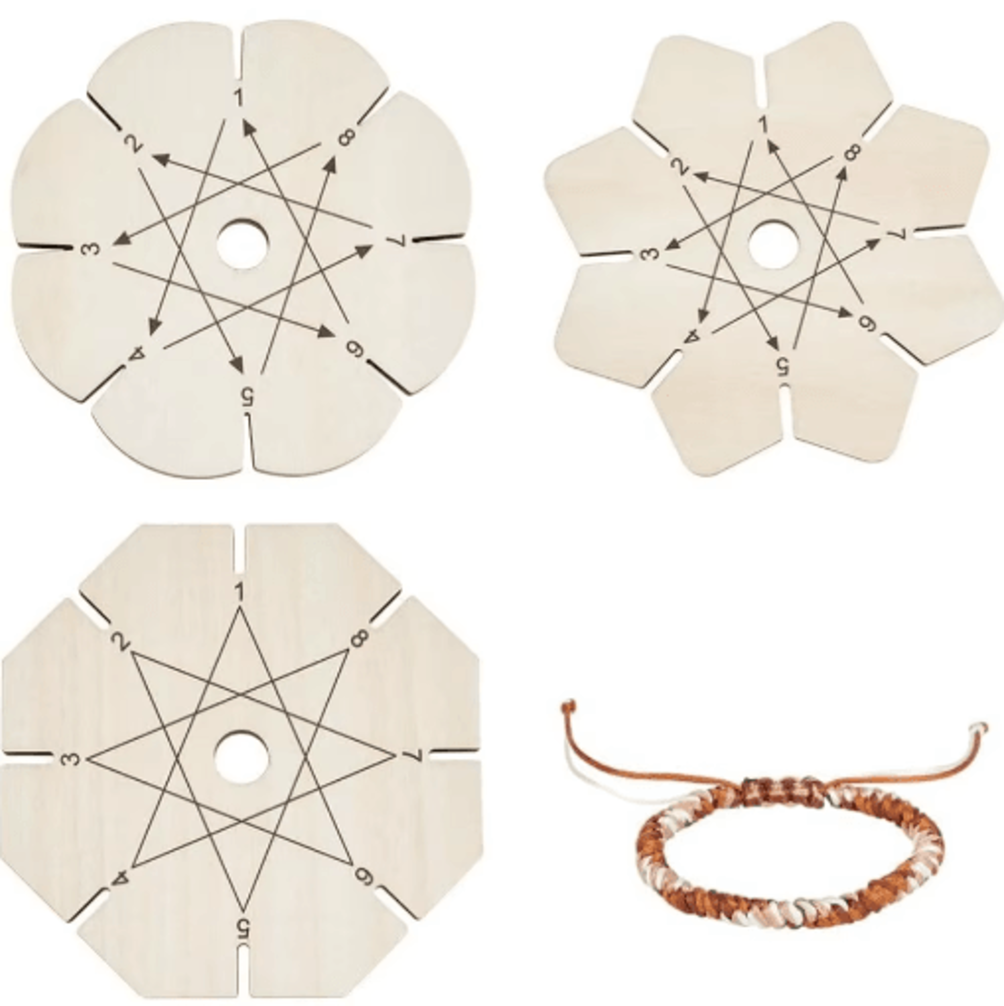 3PCS FlowerShaped Wooden Kumihimo Braiding Discs 1