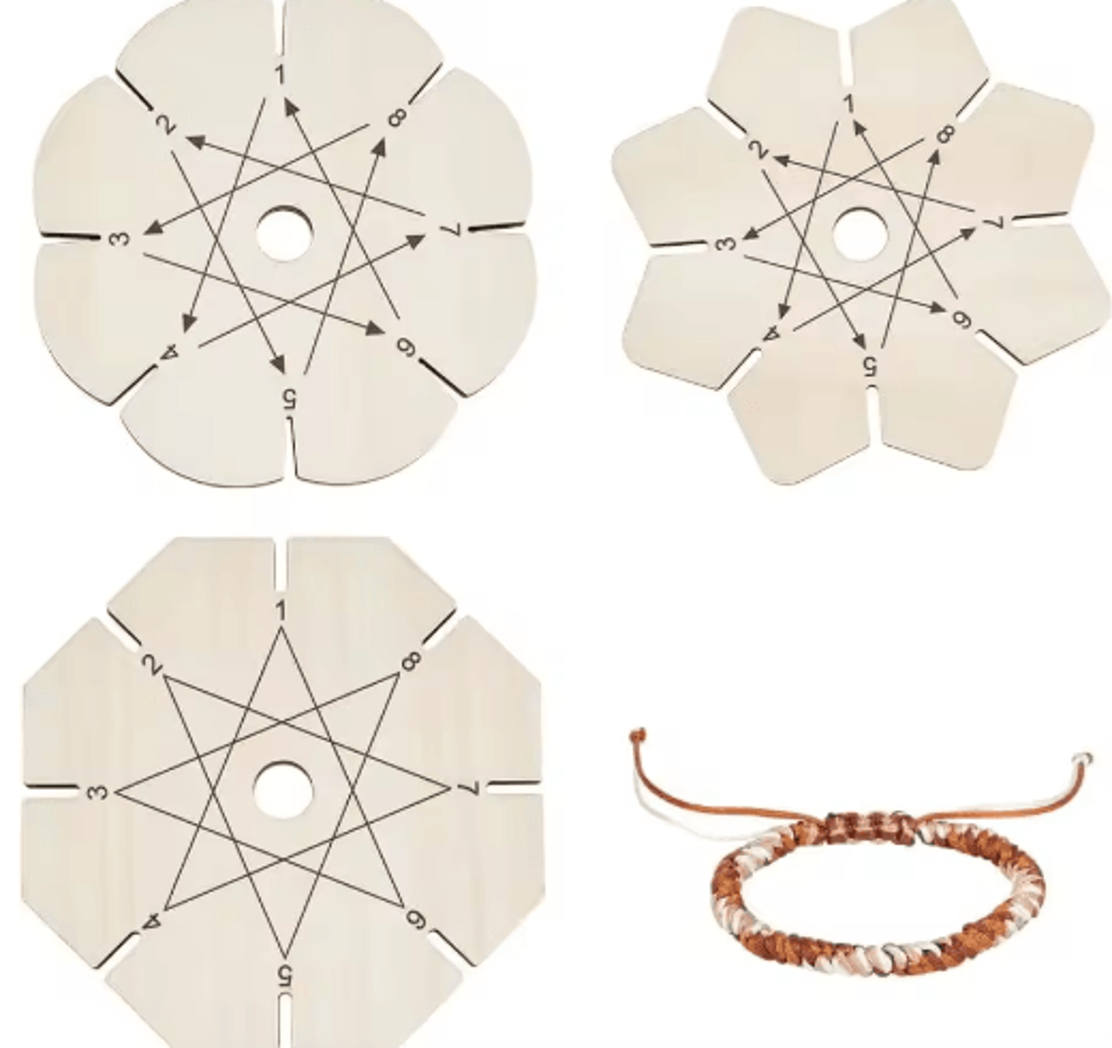 3PCS FlowerShaped Wooden Kumihimo Braiding Discs 3