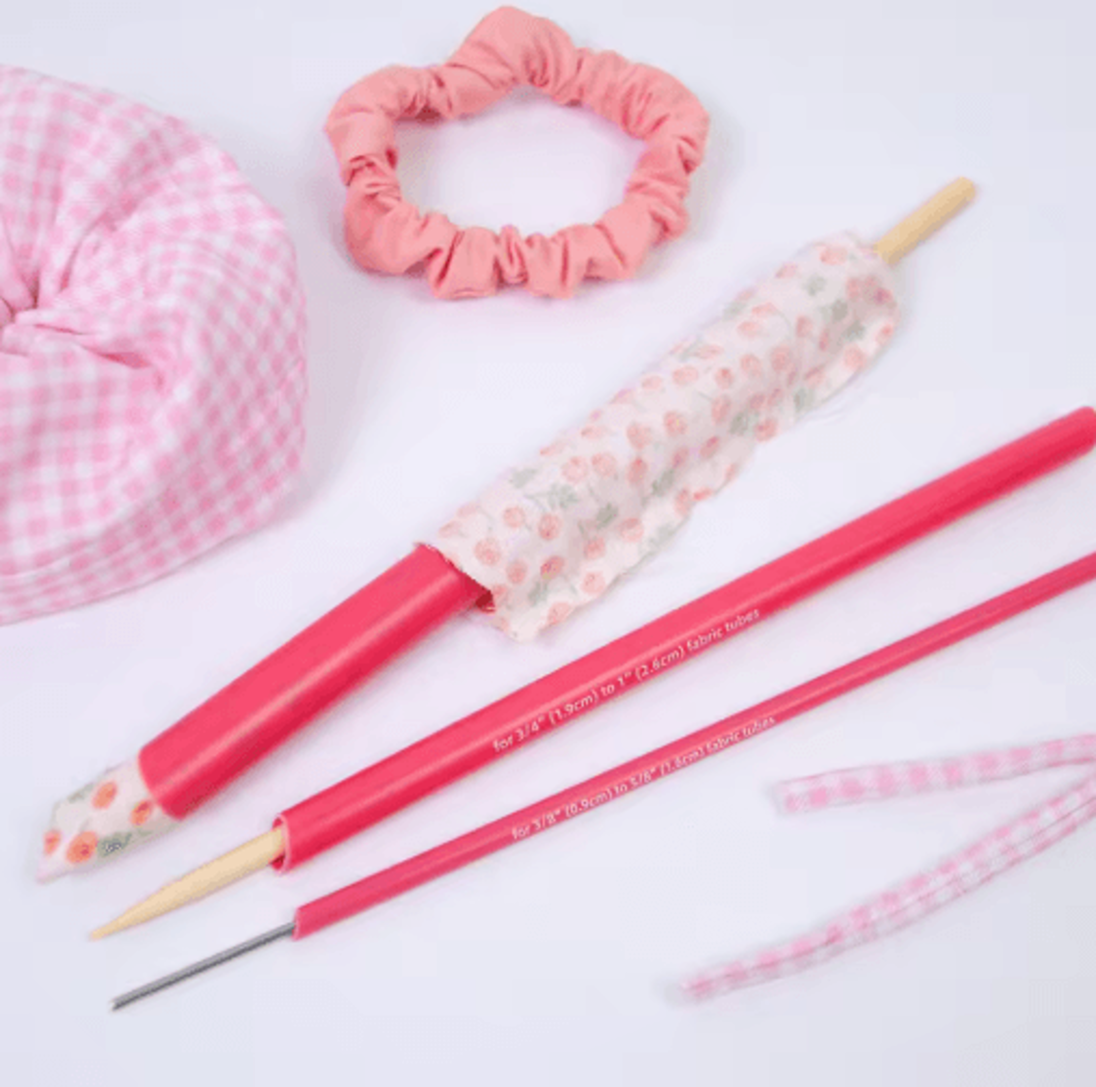 3-size pink fabric tube turner set