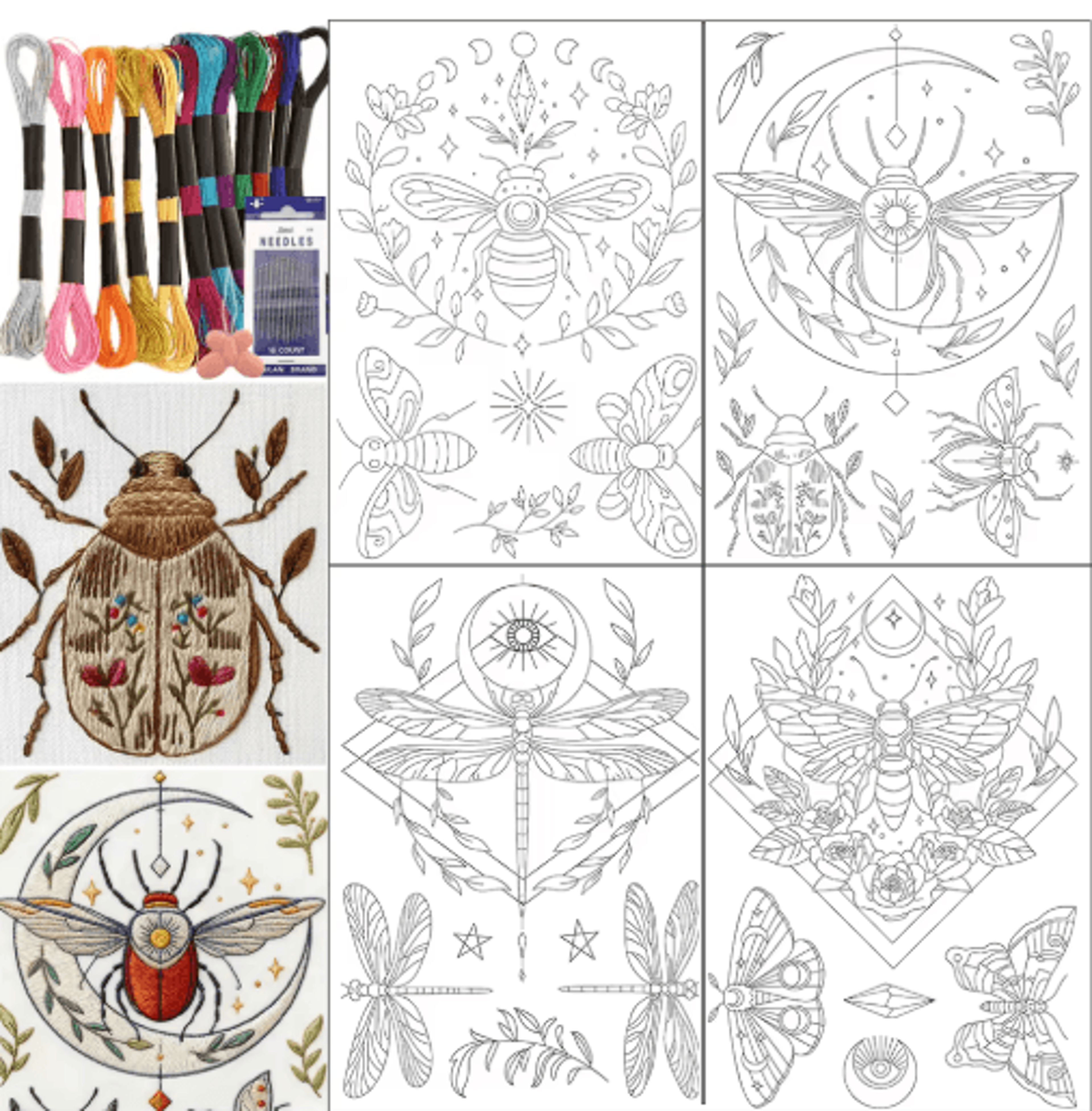 12pcs insect self-adhesive embroidery kit