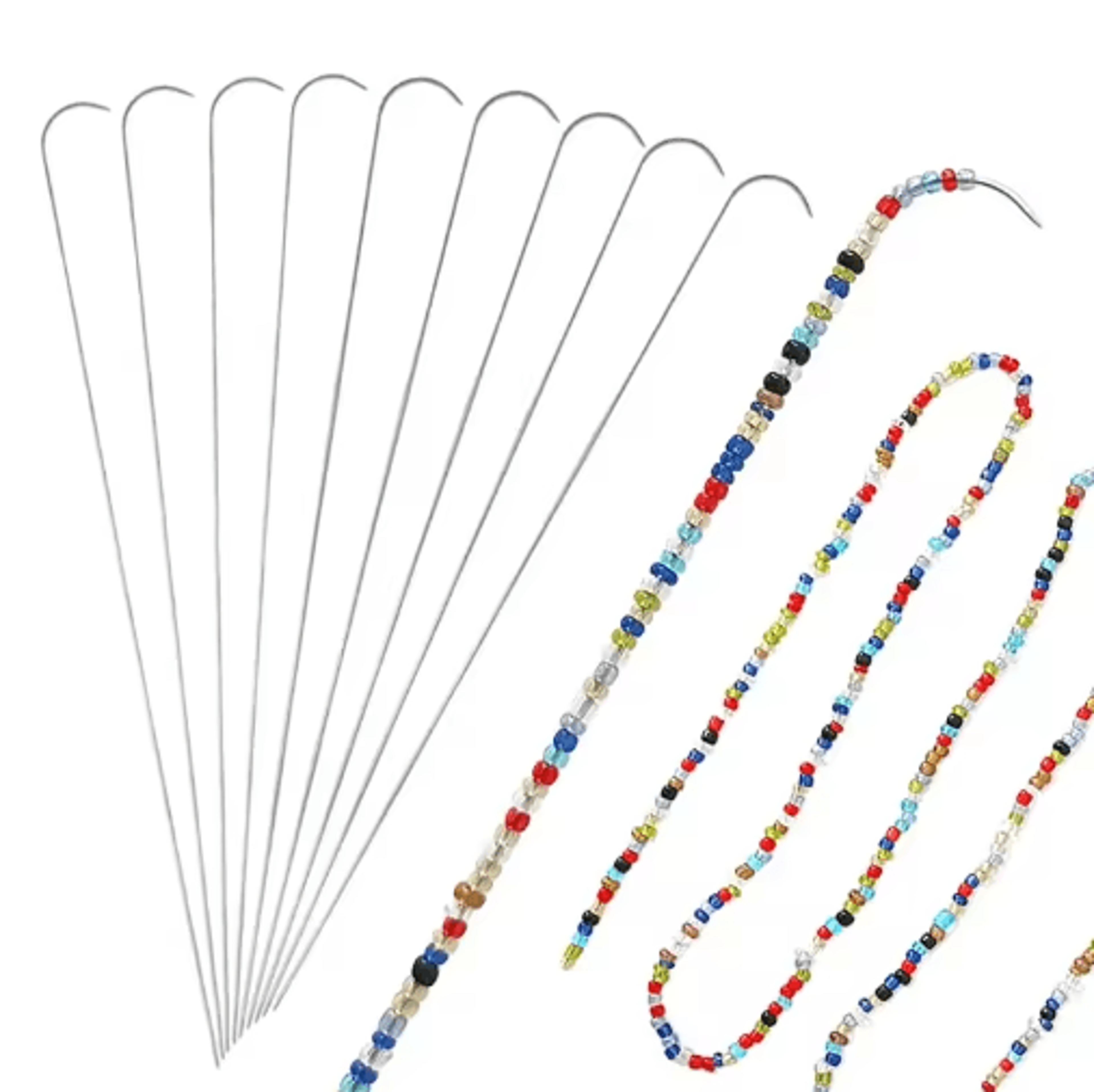 3pcs curved stainless steel bead spinner needle set