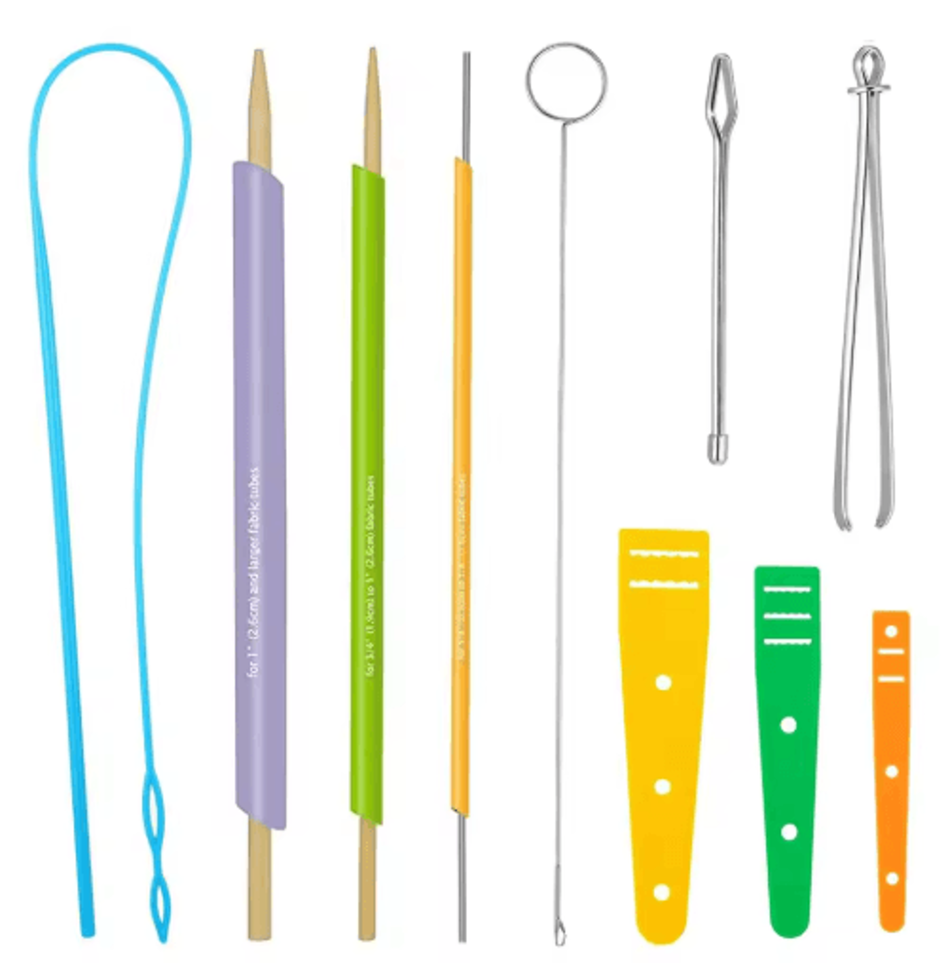 10pcs stainless steel fabric tube & drawstring threader set