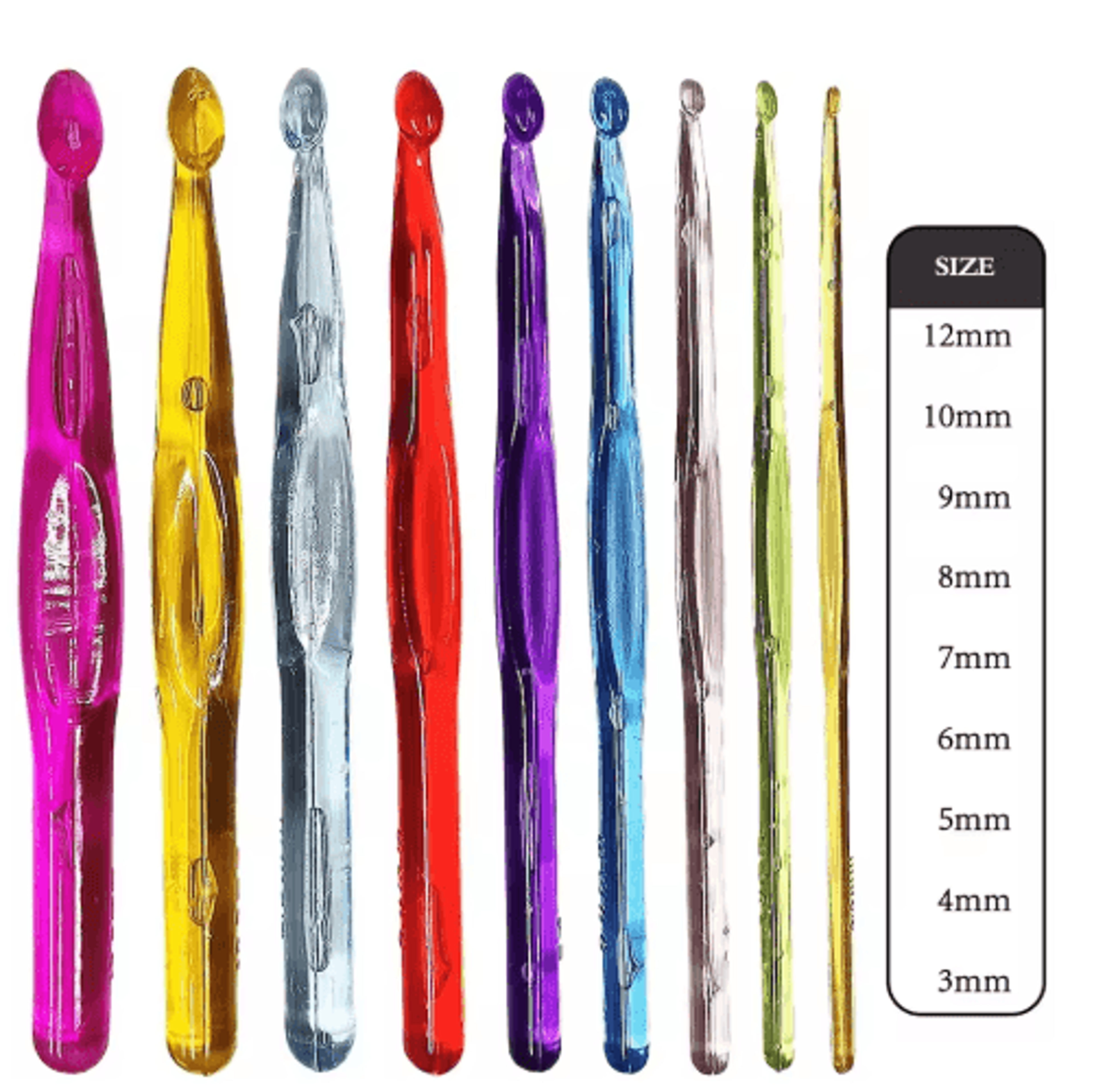 9pcs colorful ergonomic crochet hook set
