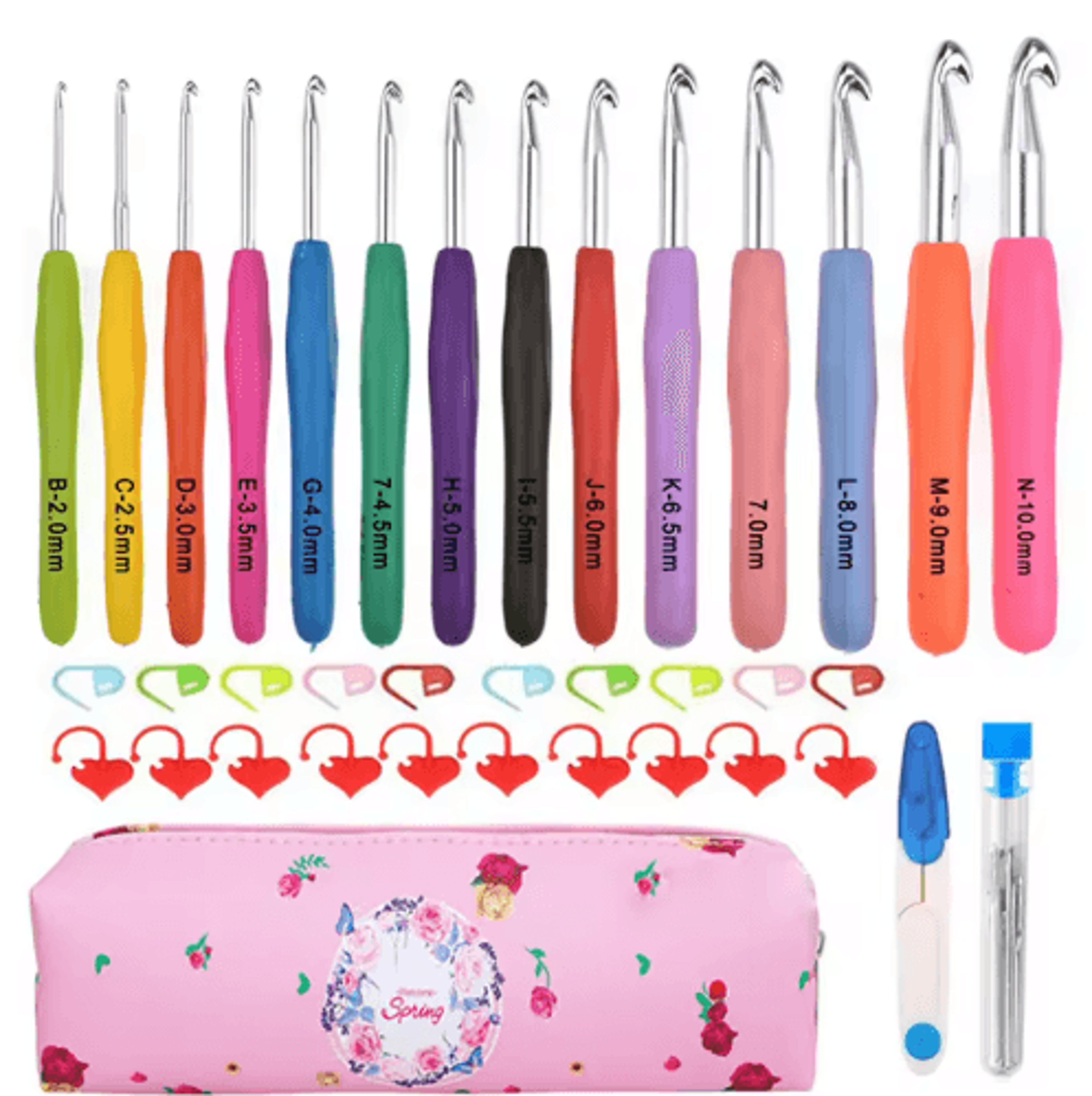 9PCS Colorful Ergonomic Crochet Hook Set 4