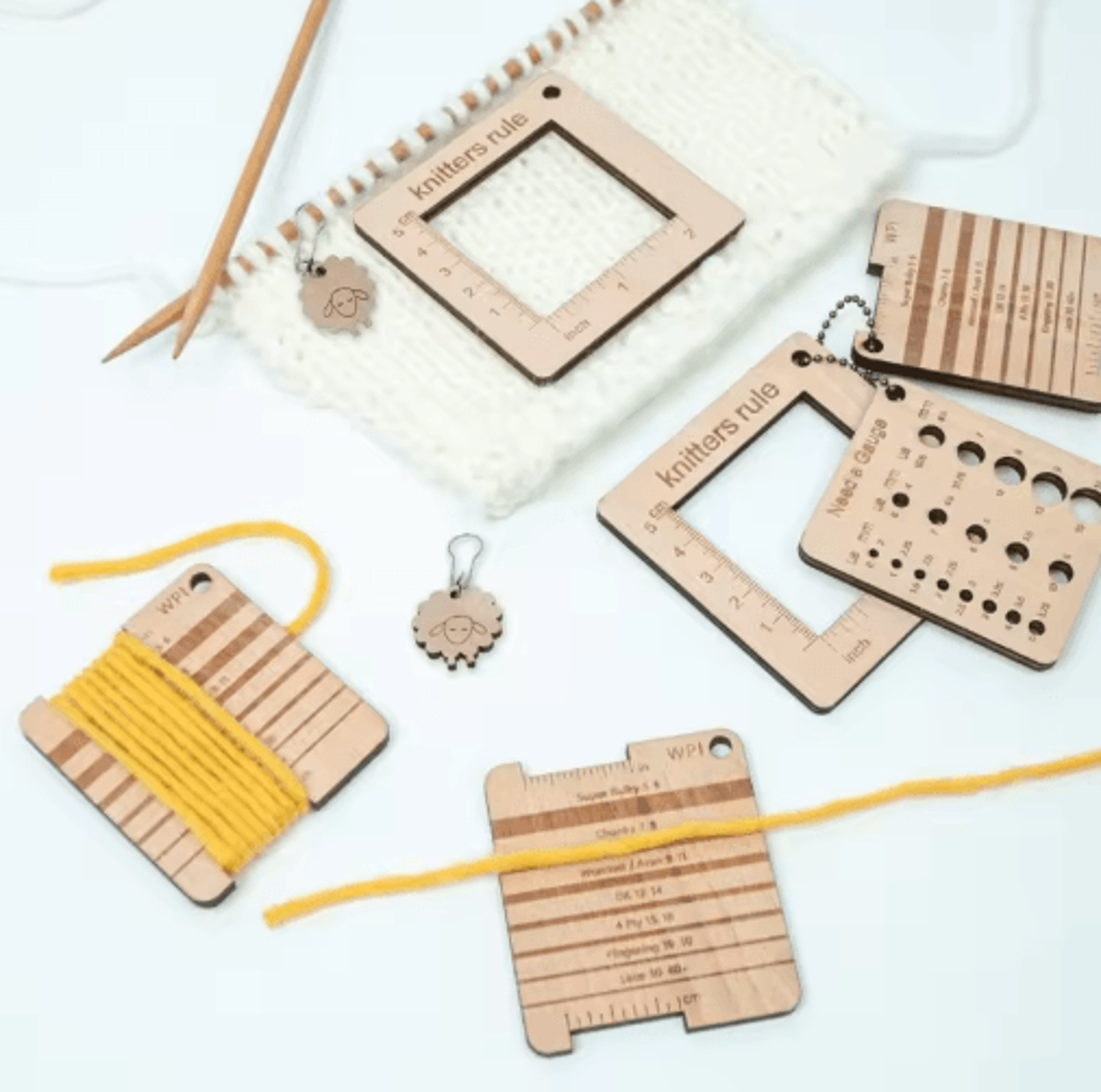 knitting yarn gauge & needle measuring ruler set