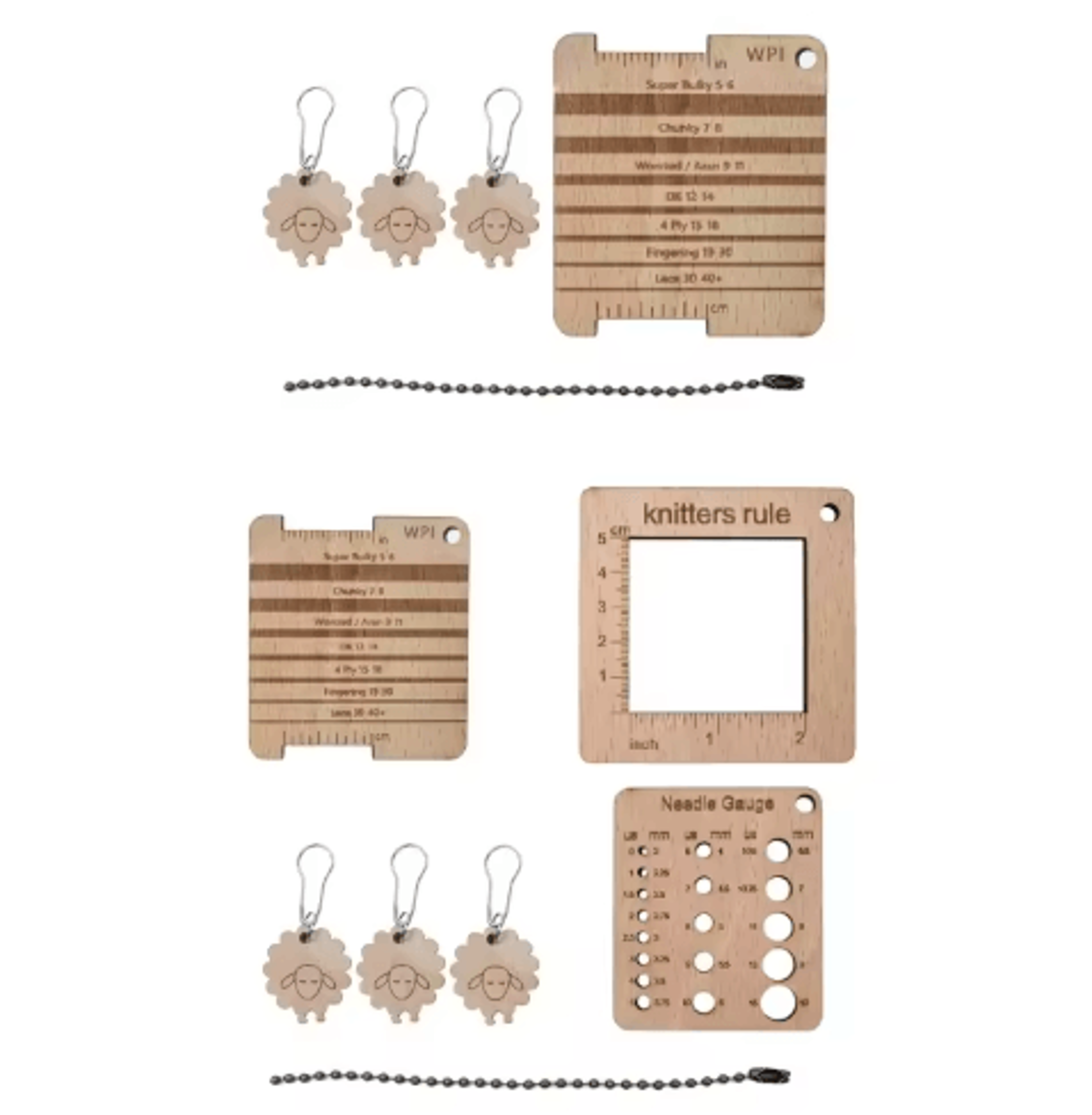 Knitting Yarn Gauge  Needle Measuring Ruler Set 3