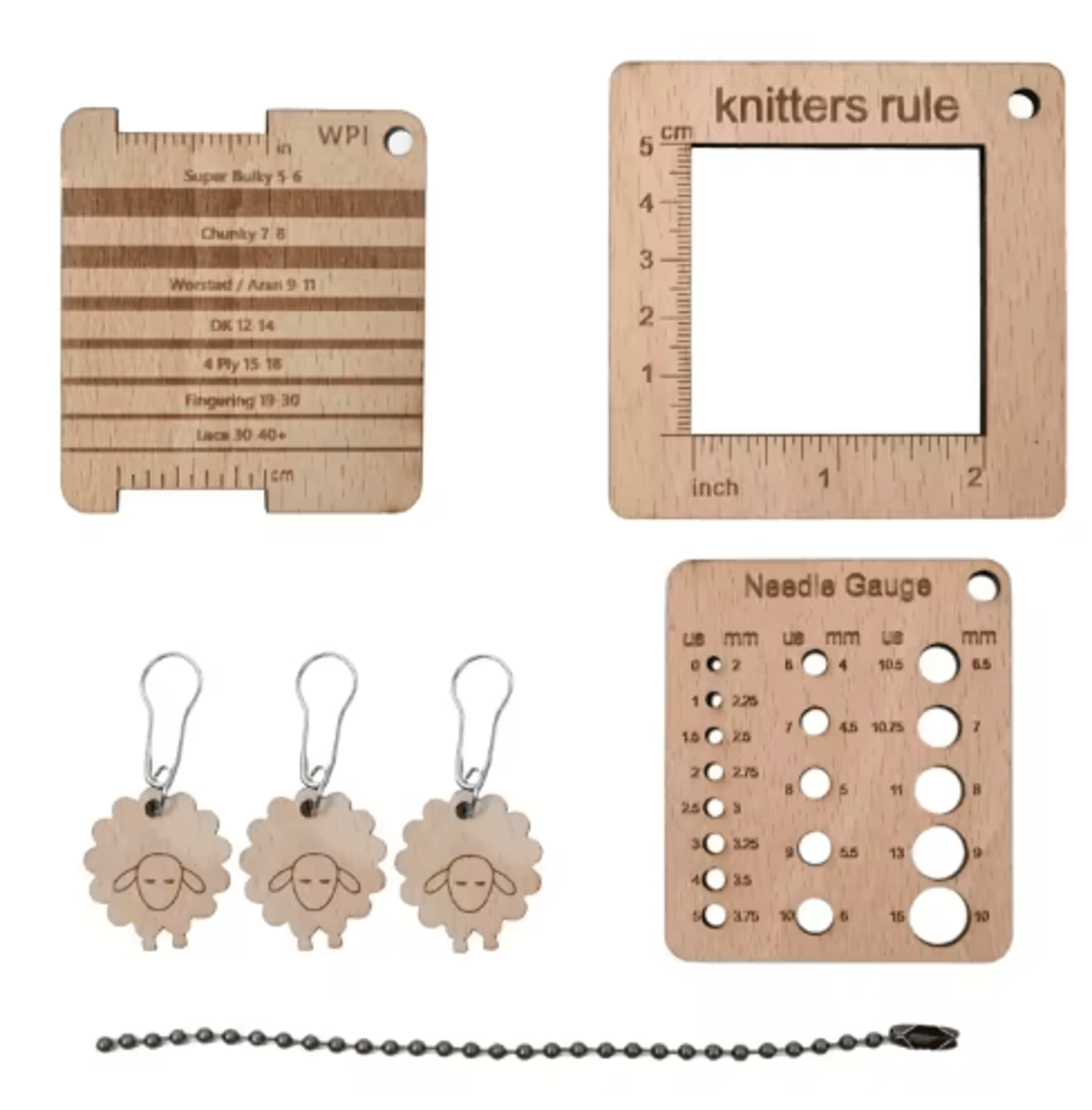 Knitting Yarn Gauge  Needle Measuring Ruler Set 1