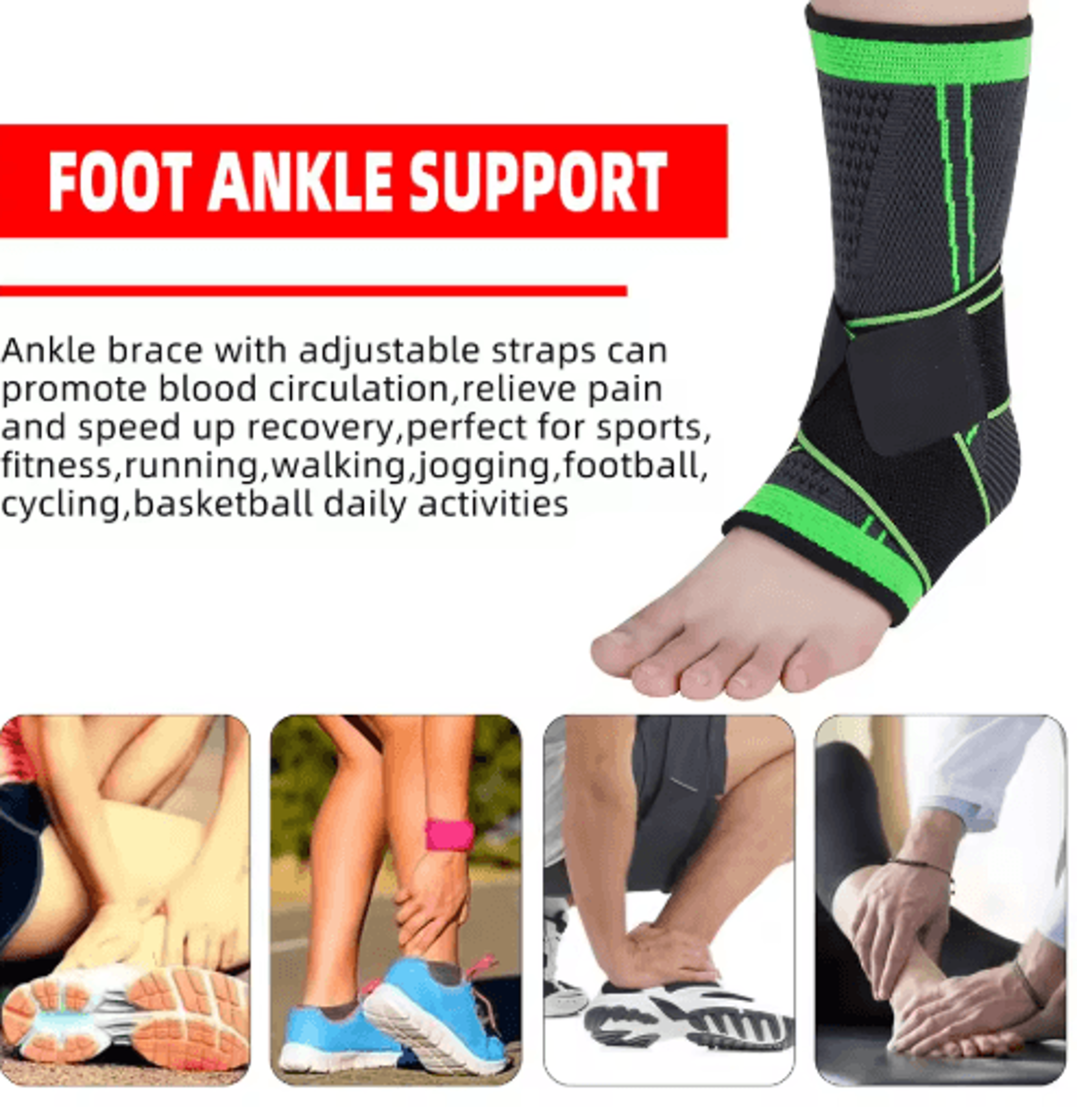 Ankle Compression Sleeve With Adjustable Support Strap 6