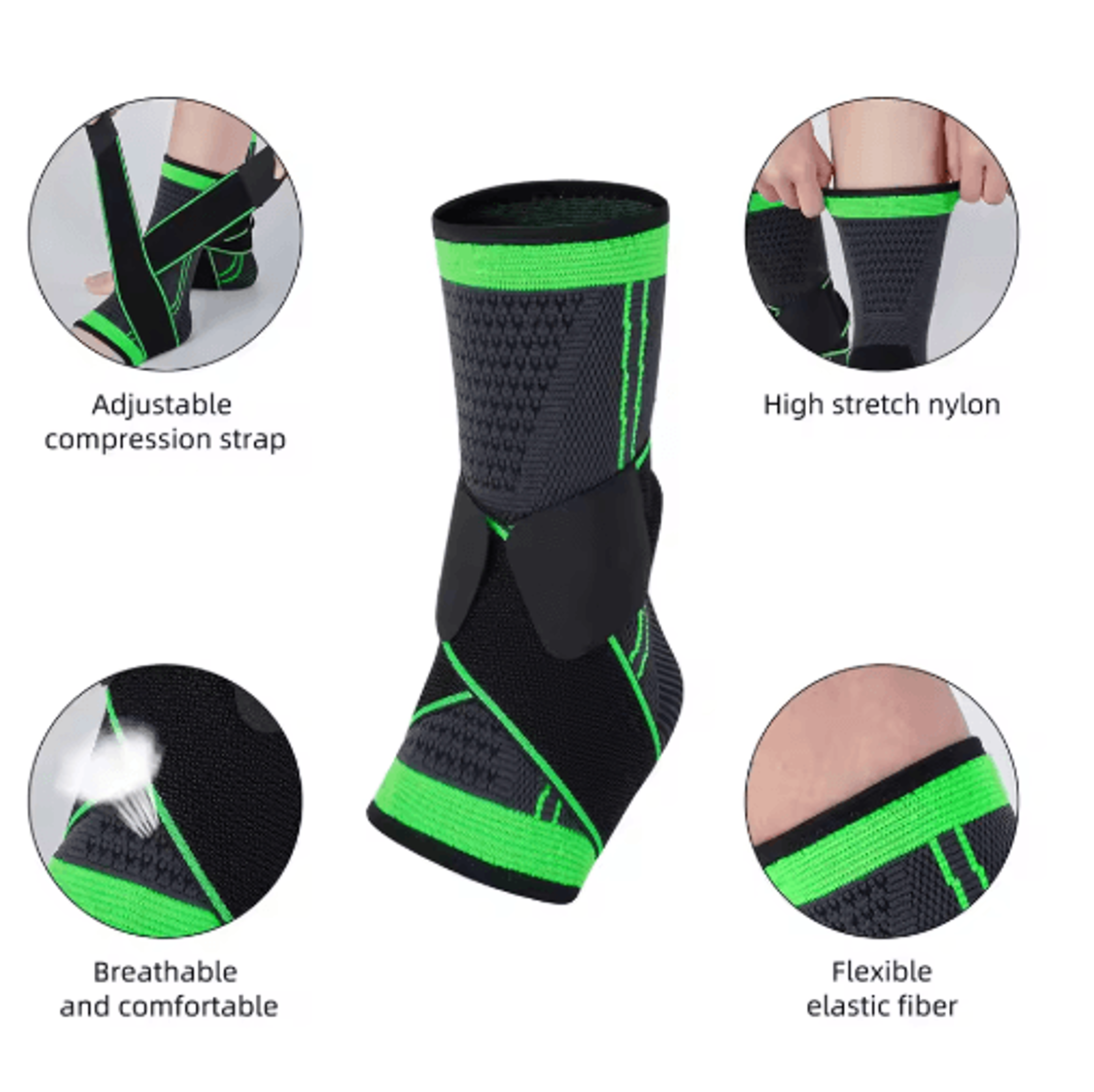 Ankle Compression Sleeve With Adjustable Support Strap 7