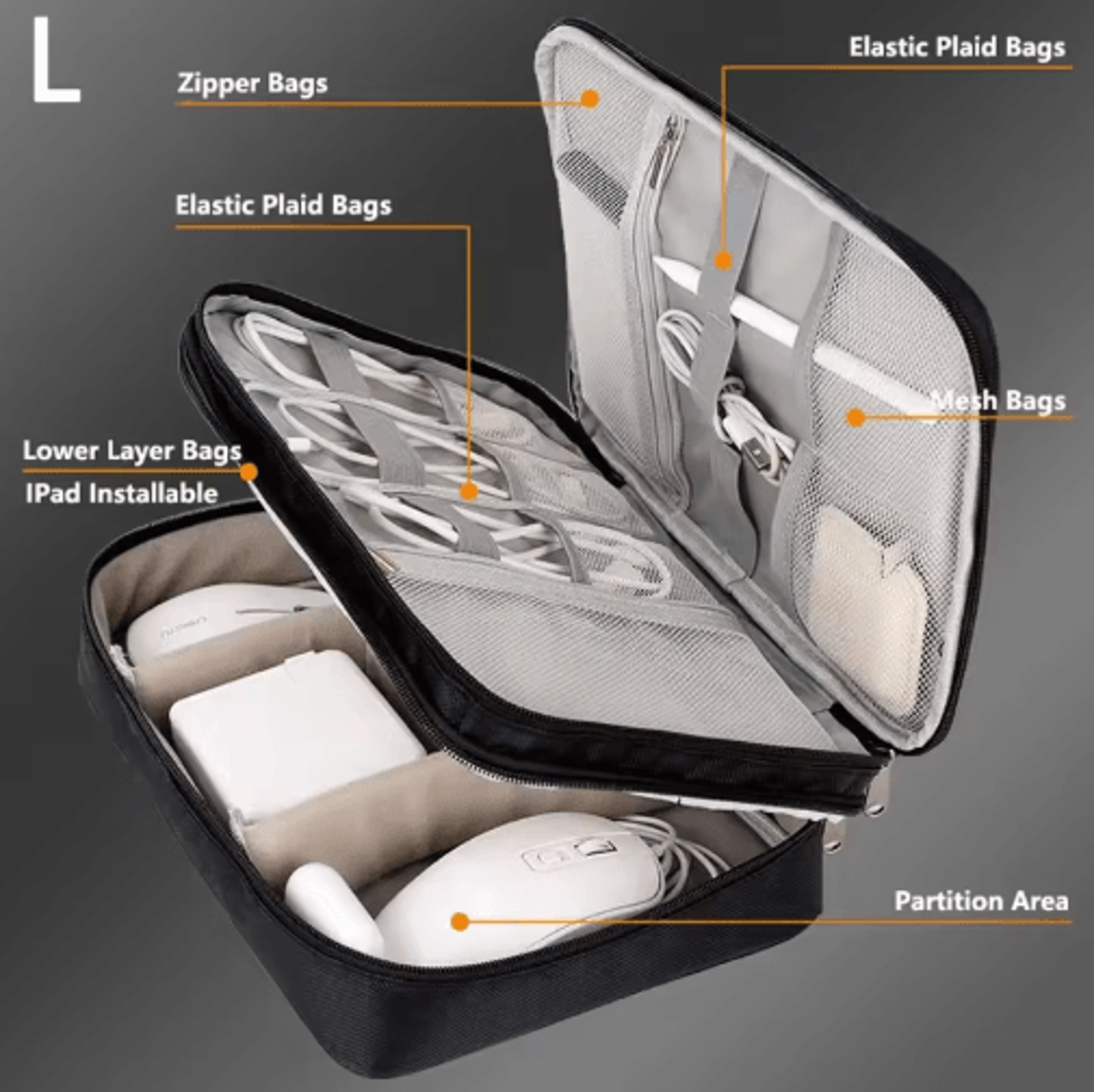 Waterproof Travel Cable  Electronics Organizer Case 20