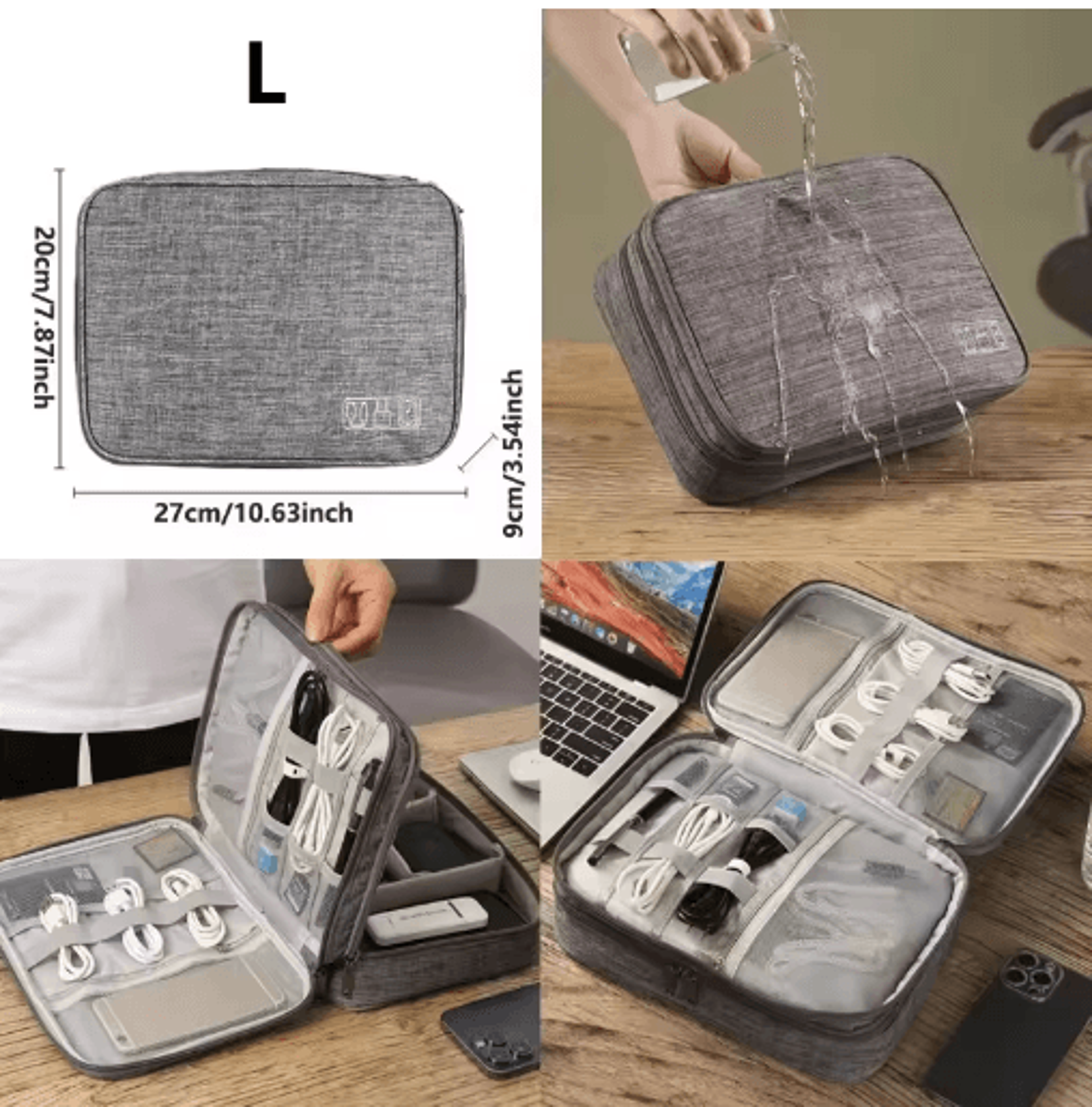 Waterproof Travel Cable And Electronics Organizer Case 22