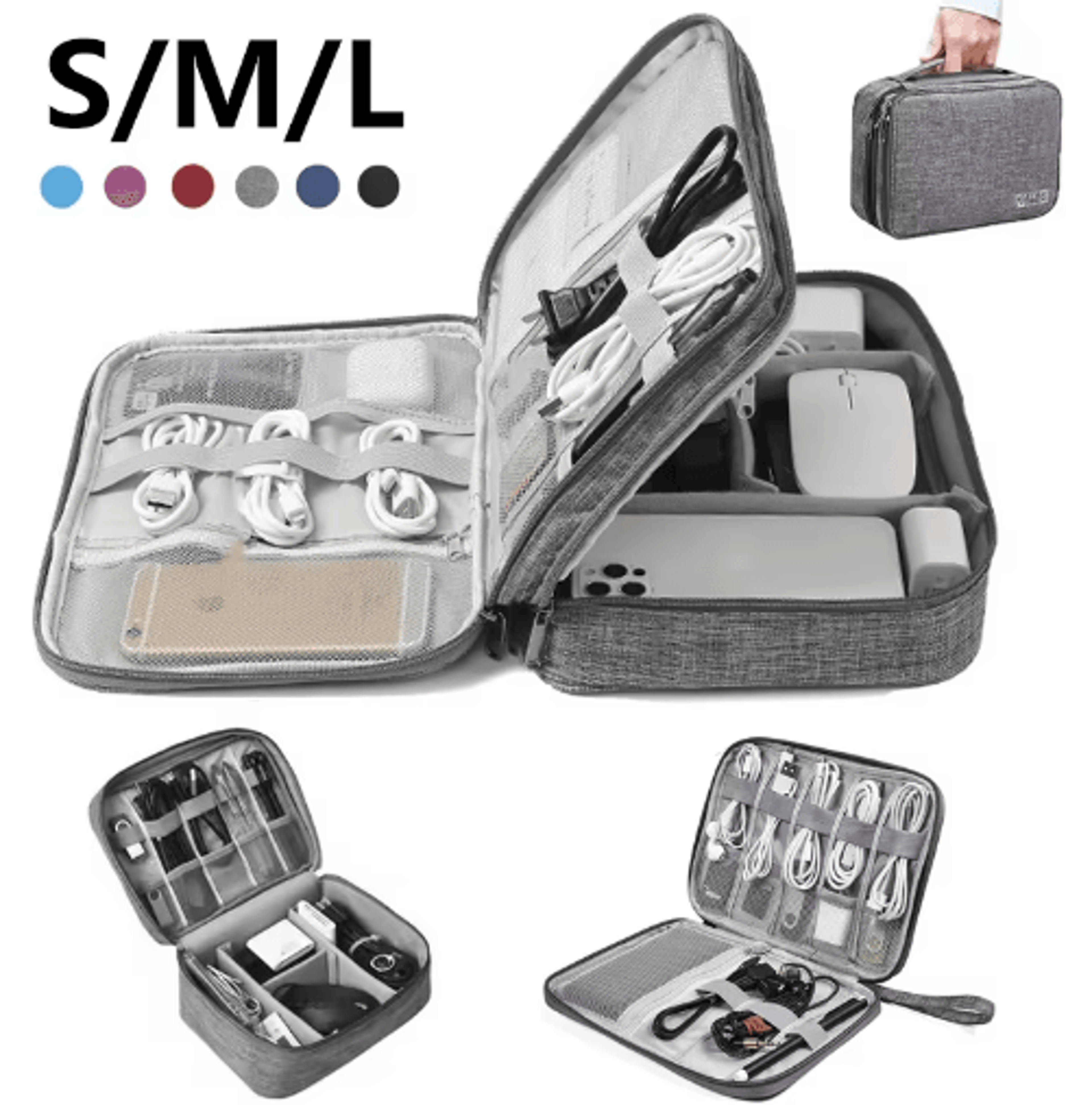 Waterproof Travel Cable And Electronics Organizer Case 0