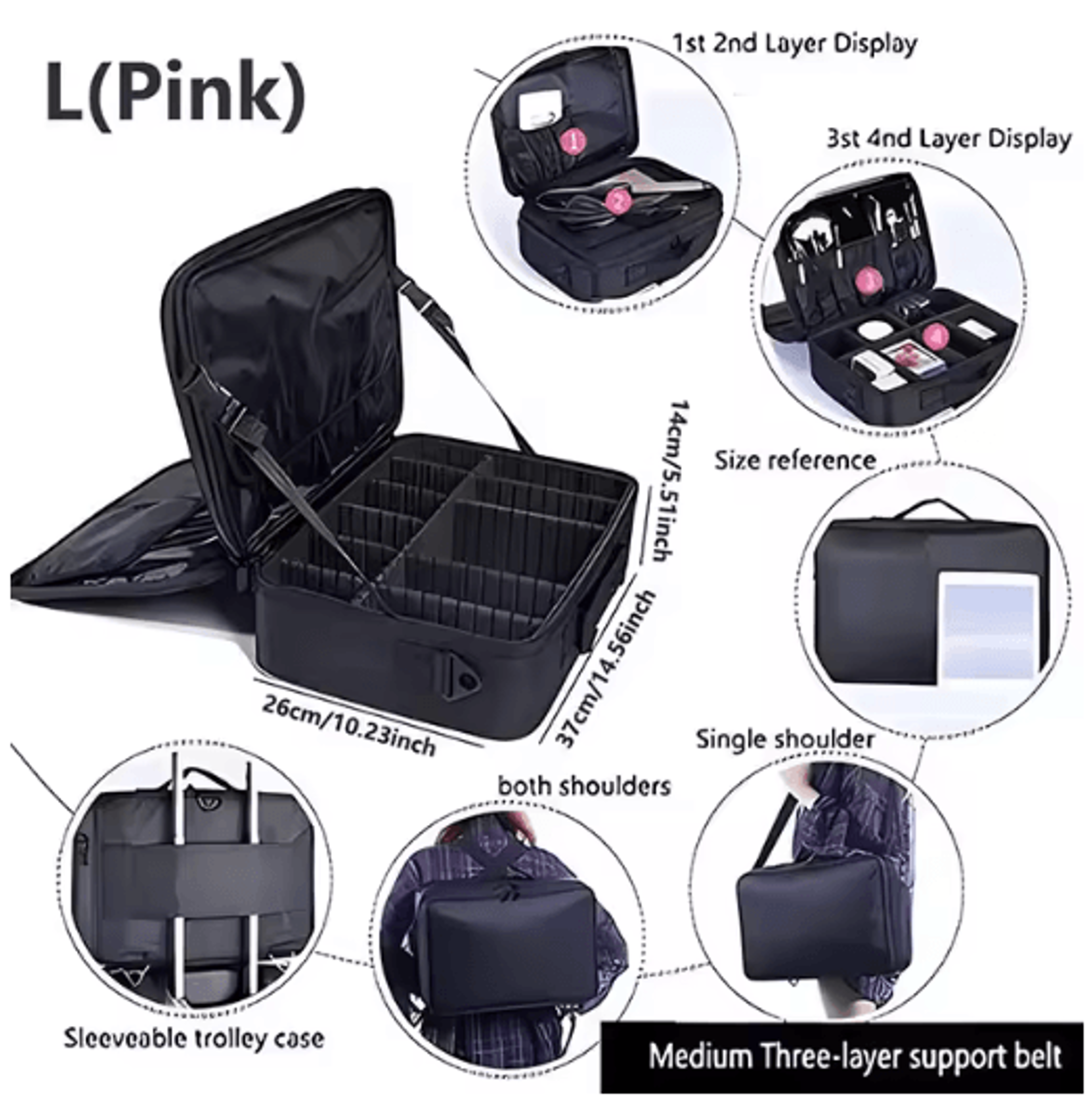 LargeCapacity Oxford Professional Makeup Case 11