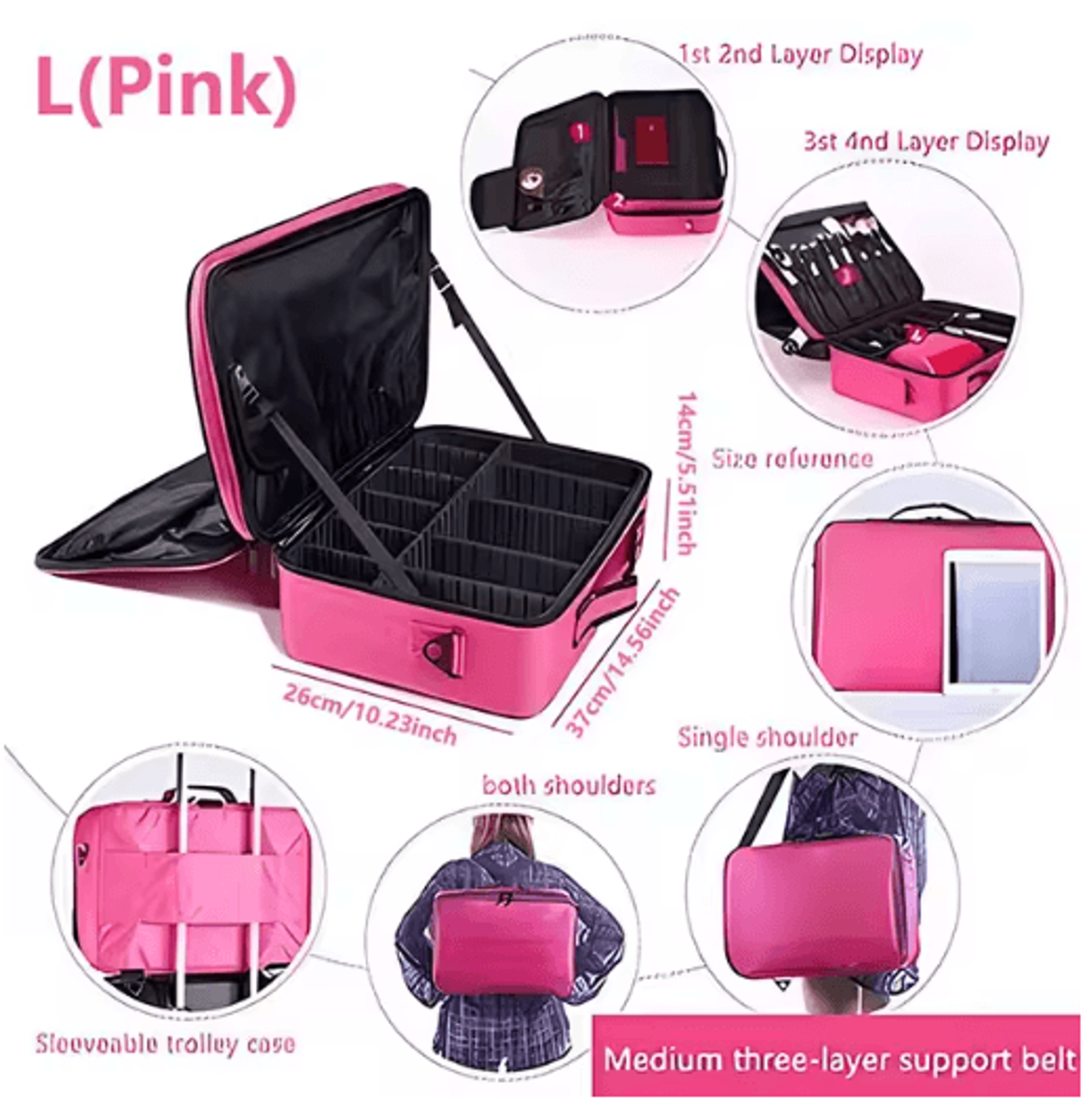 LargeCapacity Oxford Professional Makeup Case 12