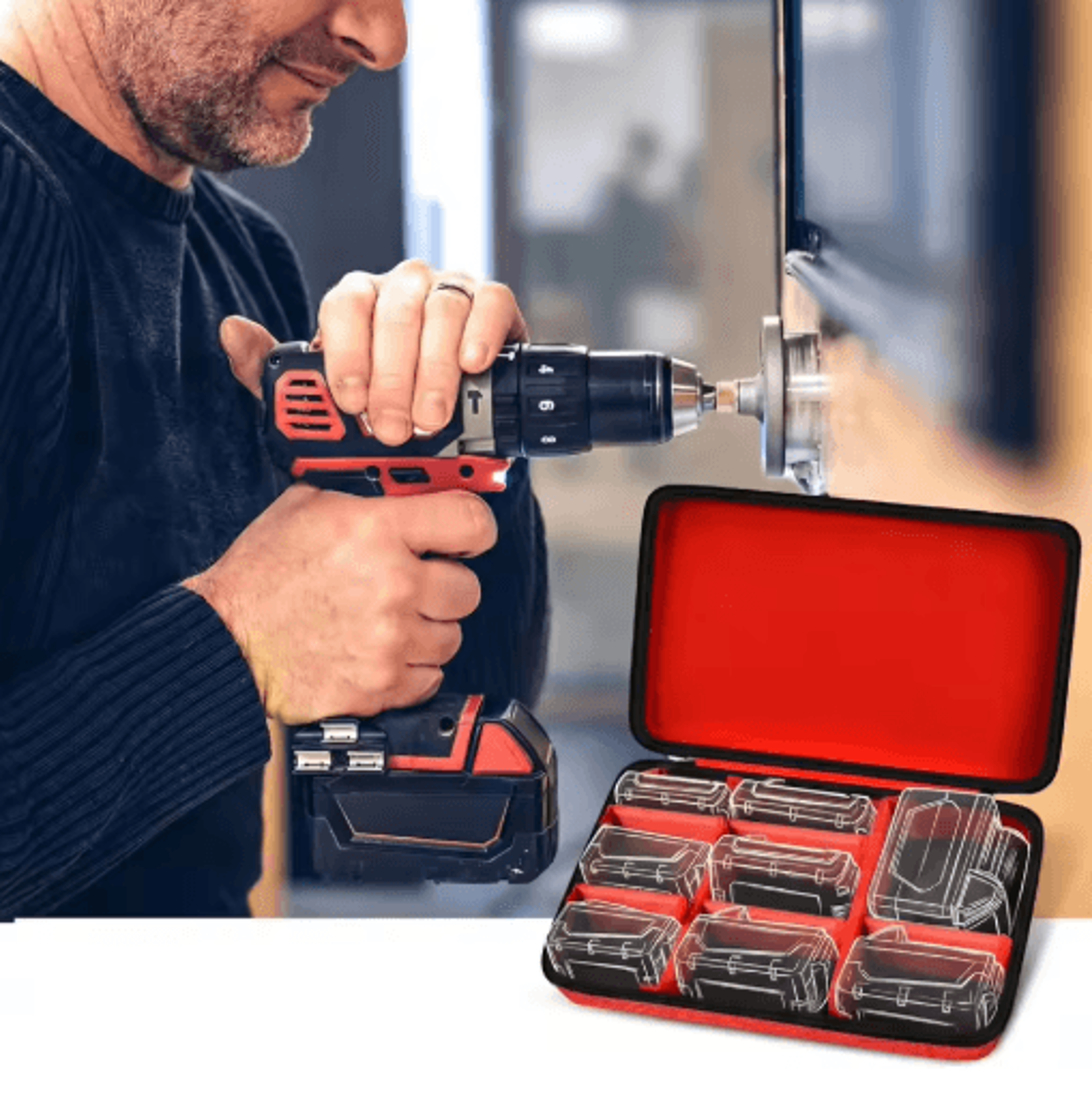 ExtraLarge Power Tool Battery  Charger Carrying Case 2