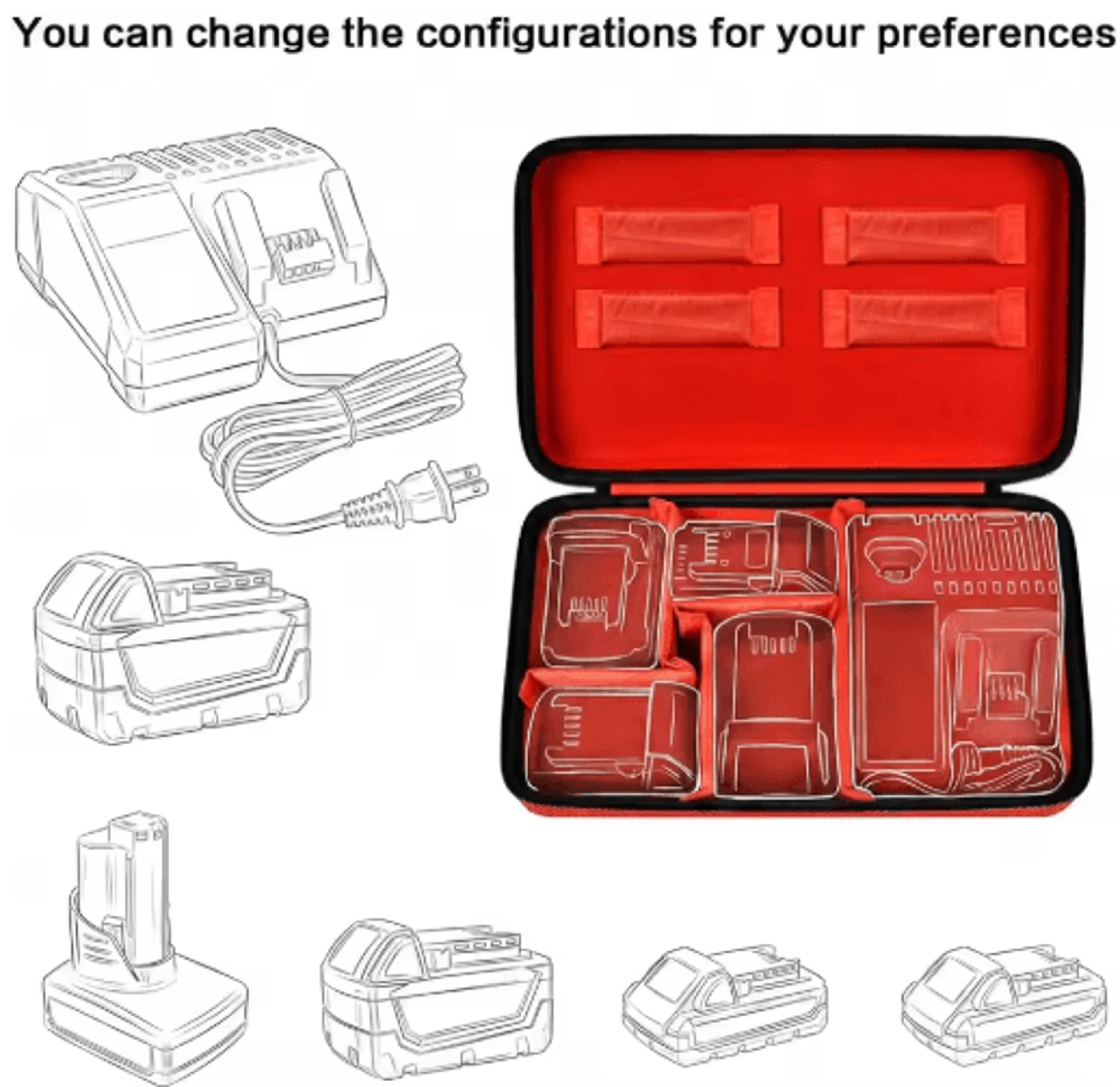 ExtraLarge Power Tool Battery  Charger Carrying Case 6
