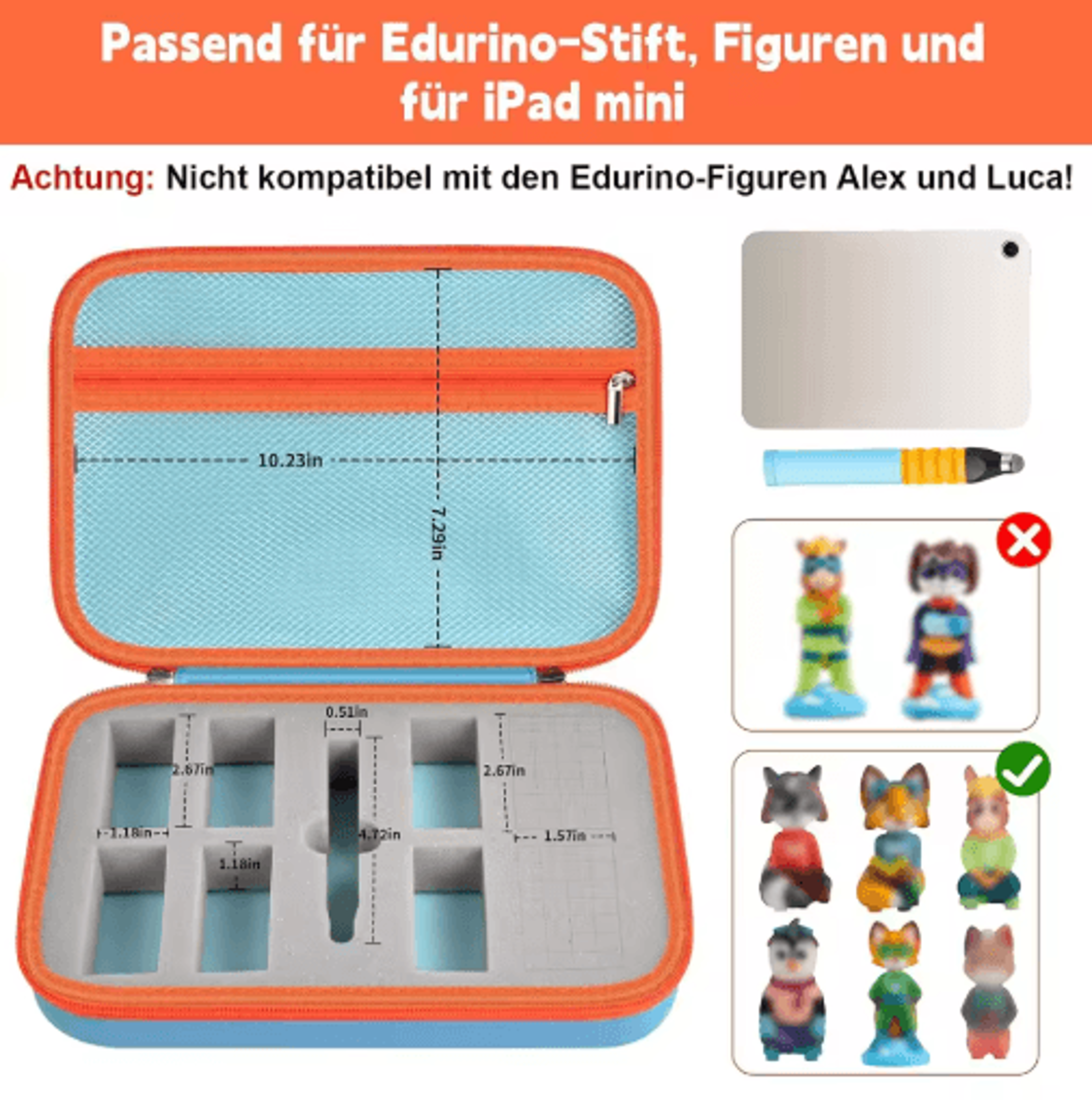 Protective Storage Case For EDURINO Figures Pen  IPad Mini 6