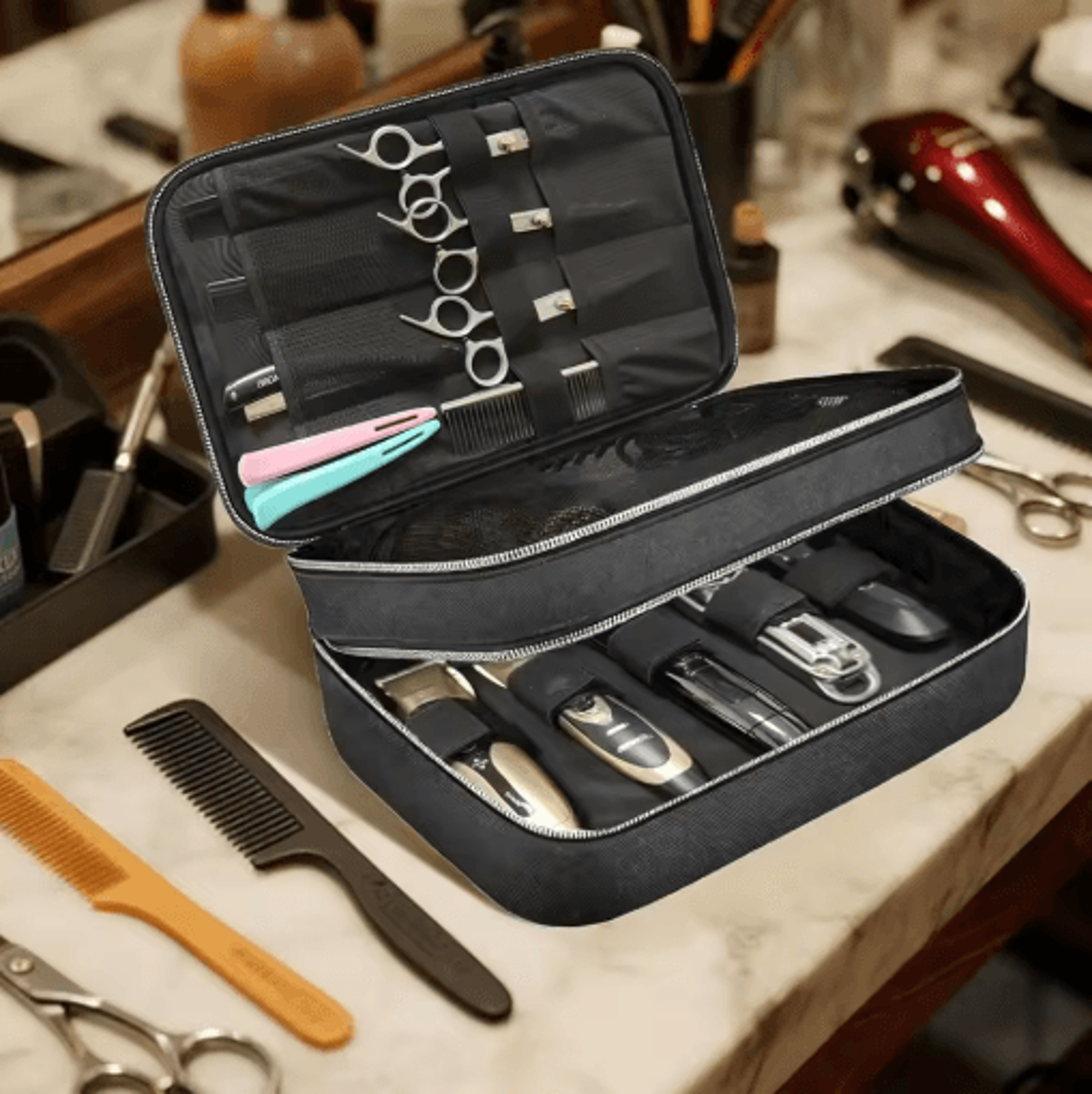 DoubleLayer Barber Clipper Organizer Case For Wahl  Ufree 2