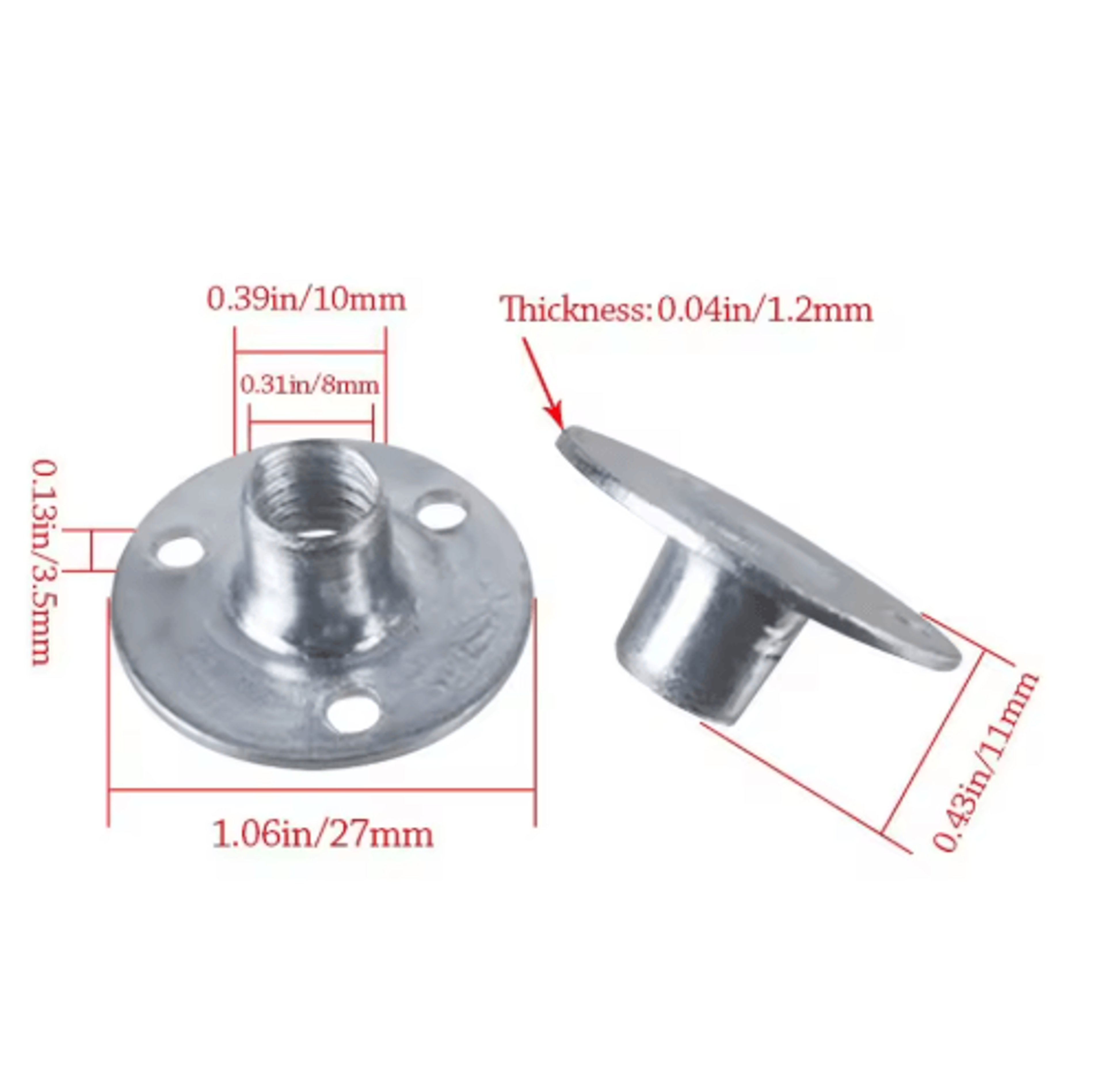 5PCS ThreeHole Locking Flange Nuts  M6 M8 M10 Metal Furniture Fasteners 5