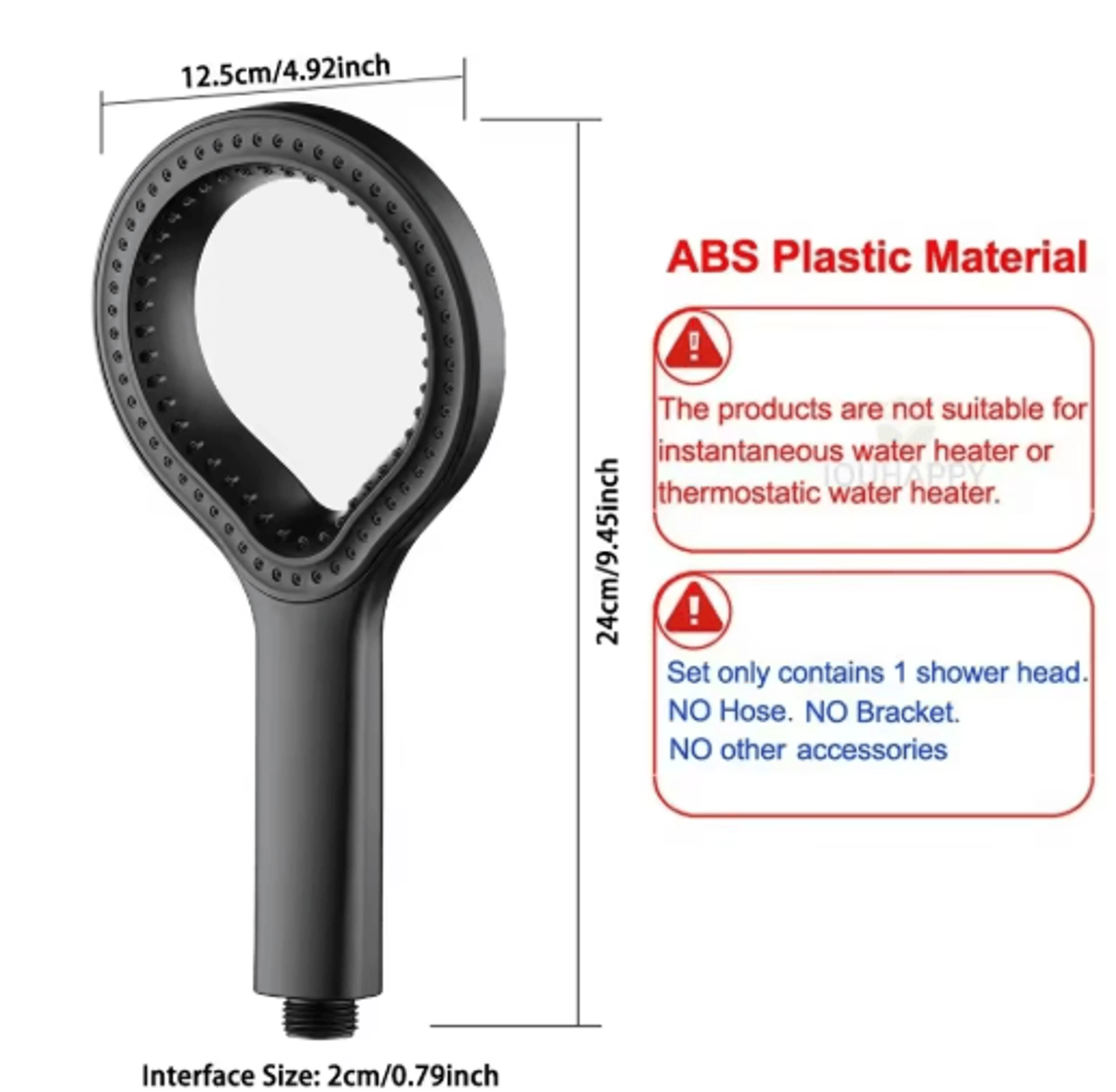 Ring Design HighPressure Shower Head  Adjustable Handheld Rainfall Sprayer 4