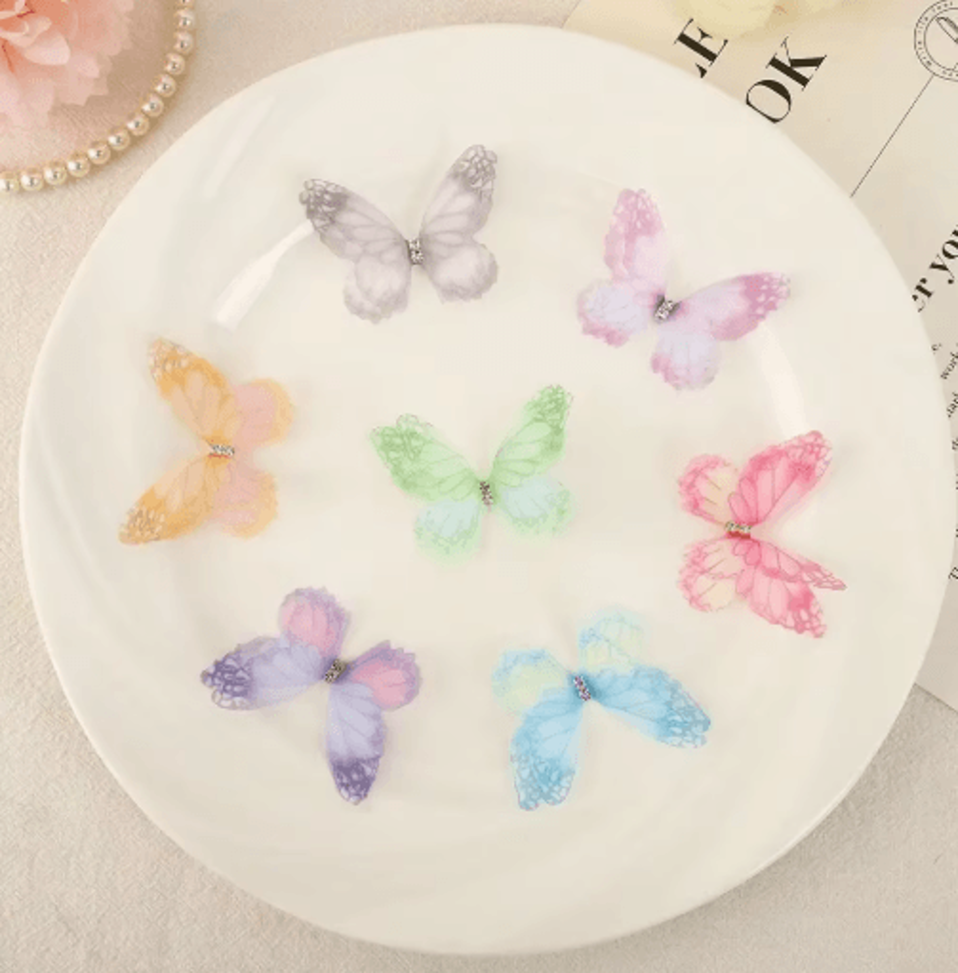 50Piece 3D Gradient Organza Butterfly Appliques 10