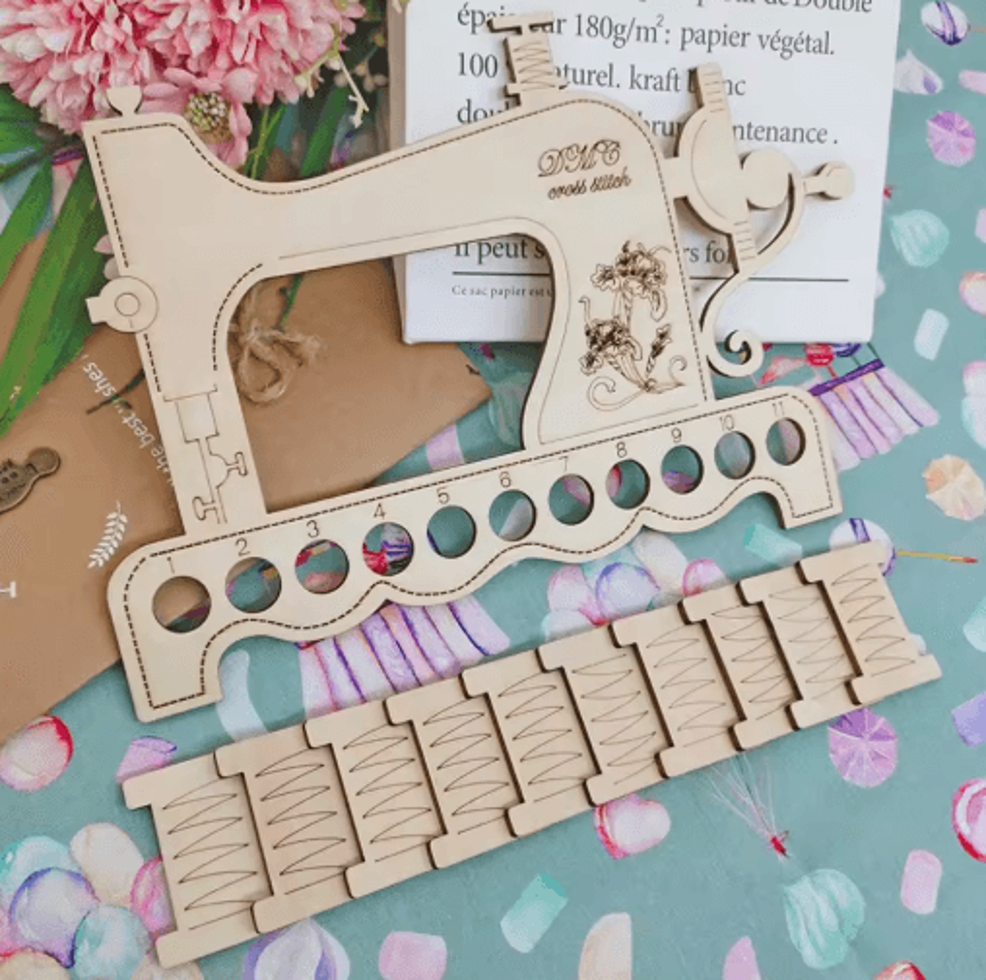 Wooden Embroidery Floss  Thread Organizer 5