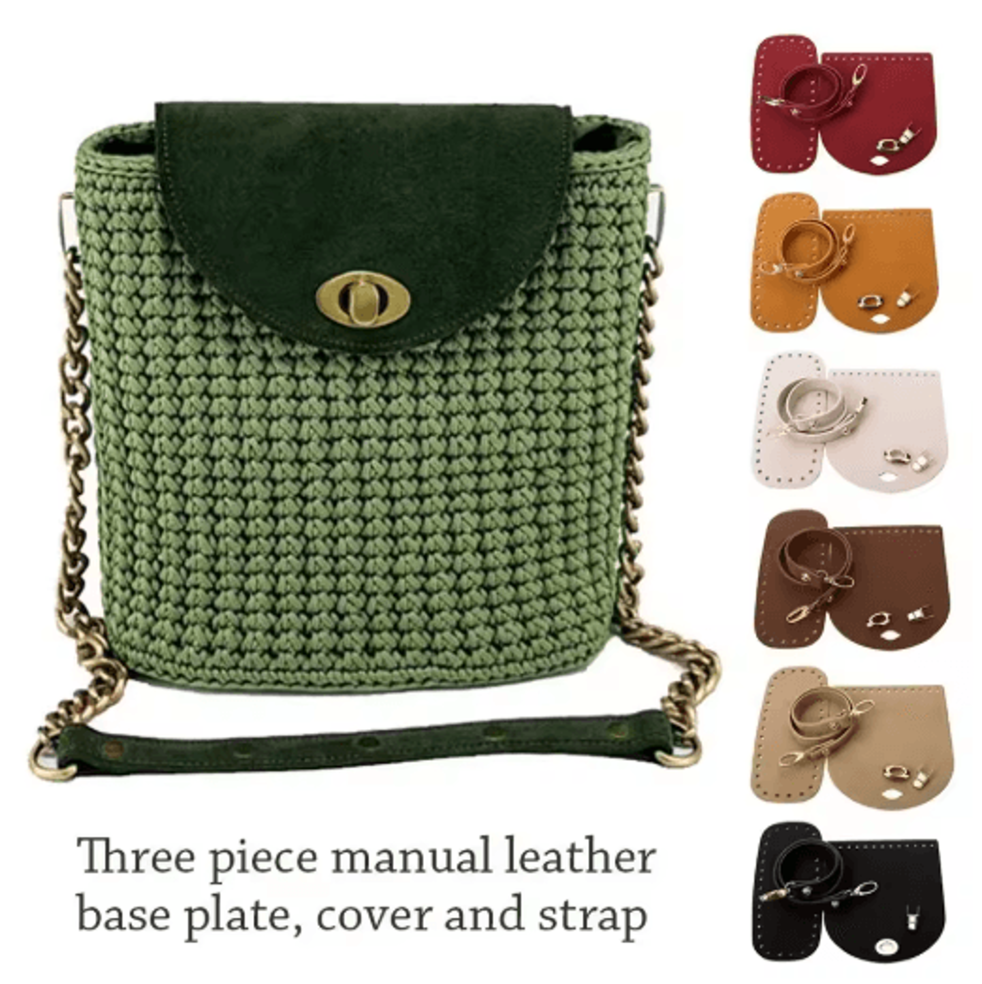 3Piece Faux Leather Crochet Bag Making Set 10