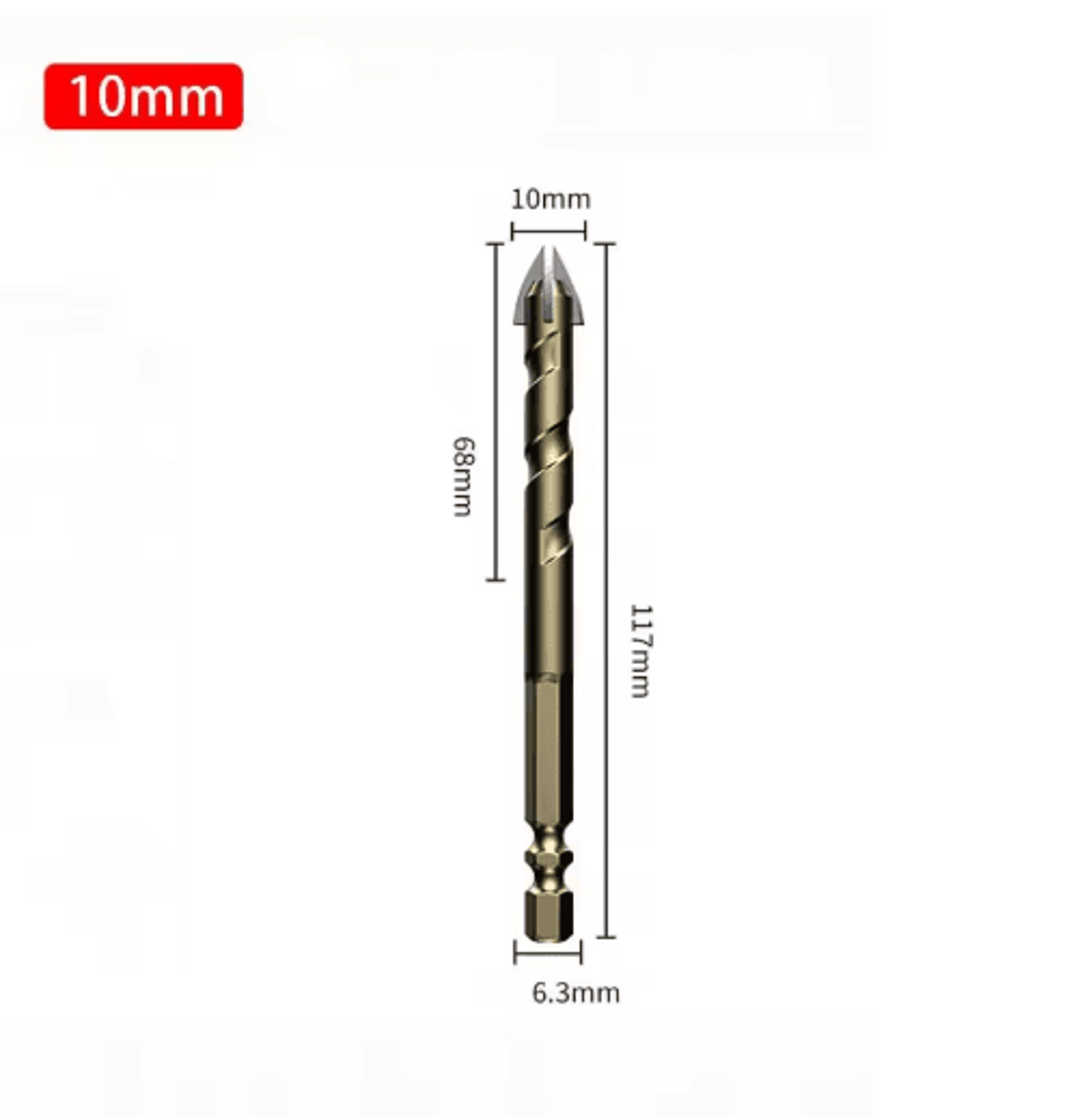 312mm CrossTip Hex Shank Tile Drill Bit 1
