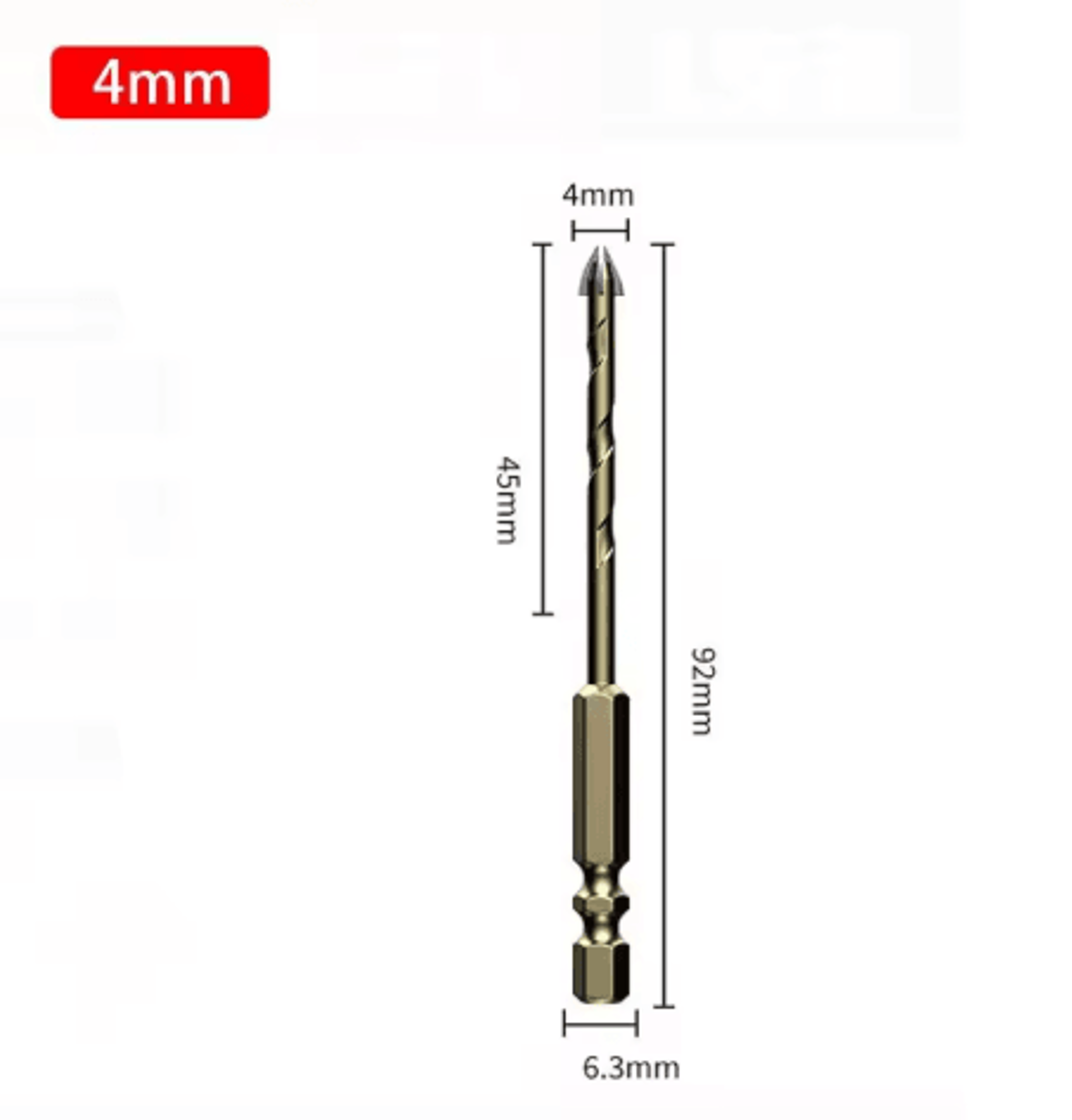 312mm CrossTip Hex Shank Tile Drill Bit 4