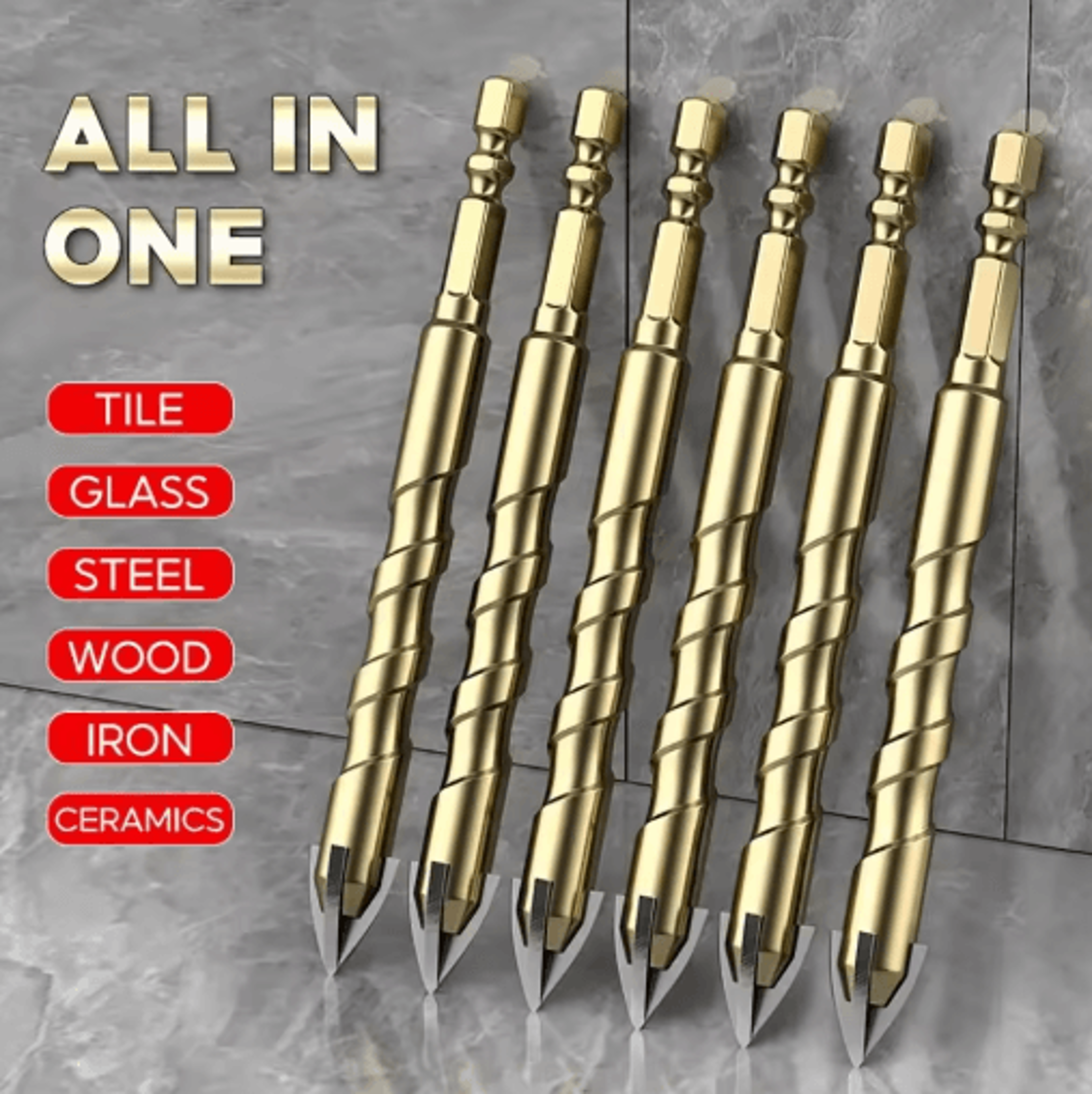3–12mm cross-tip hex shank tile drill bit