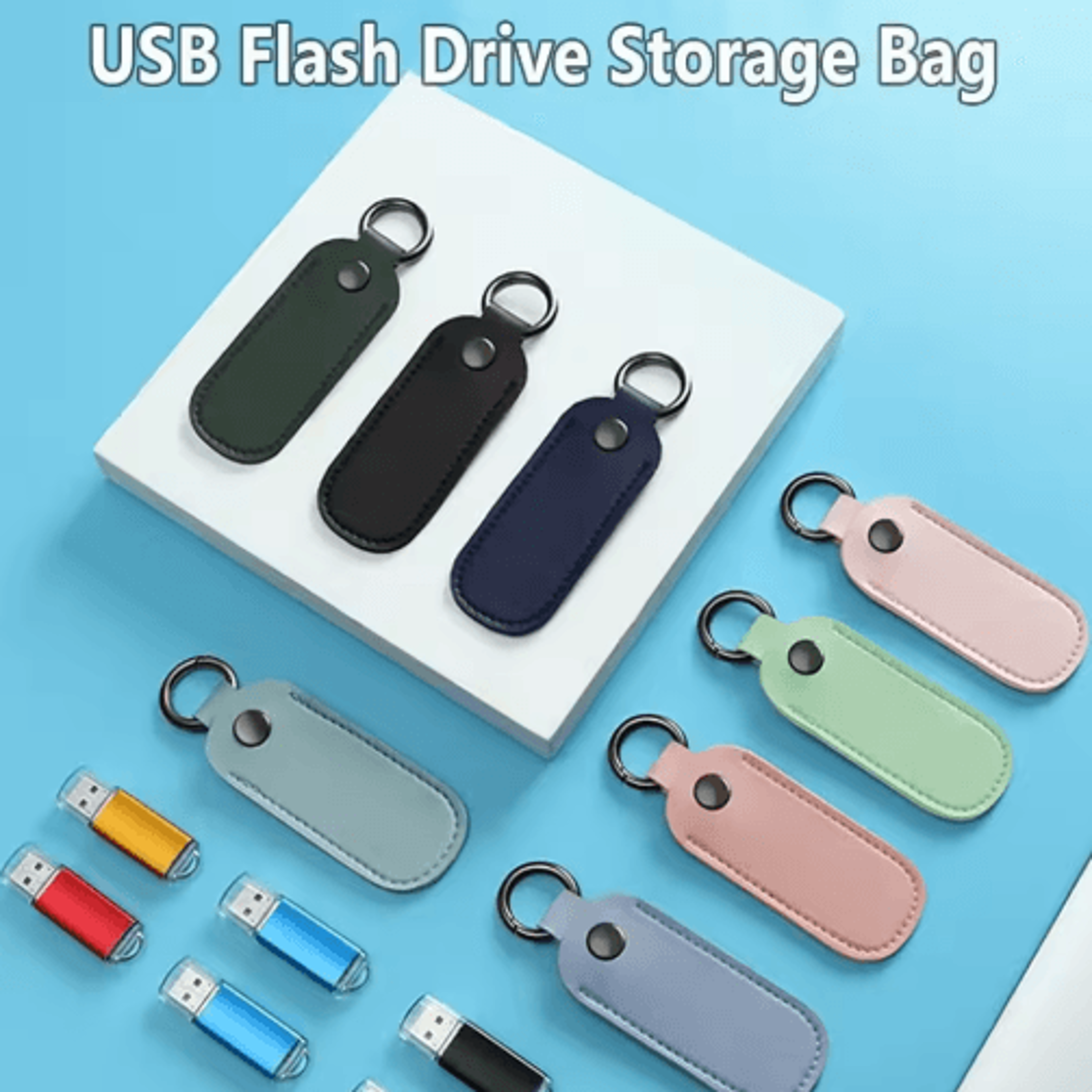 Leather USB Flash Drive Protective Storage Pouch 0