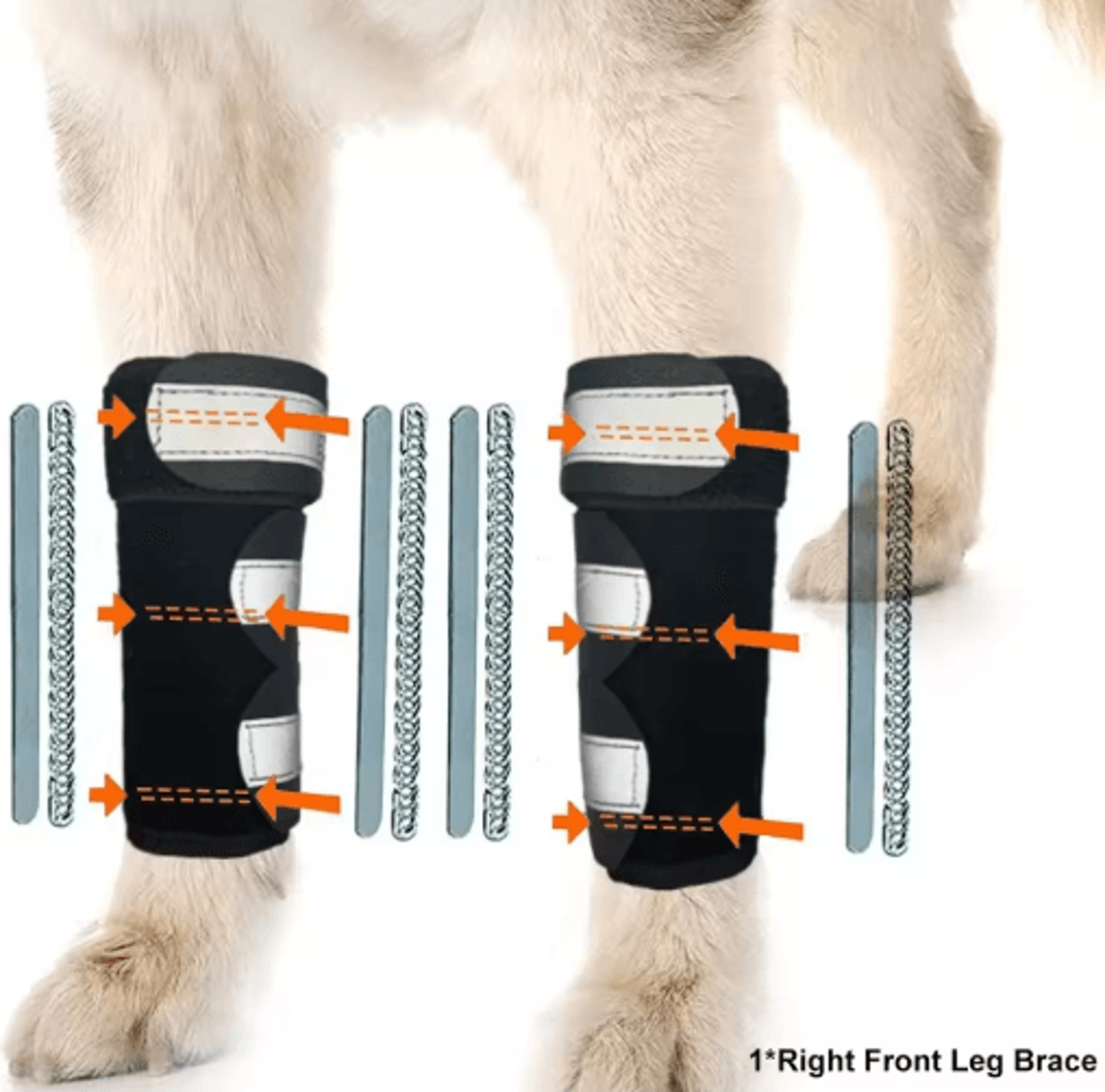 Adjustable Dog Front Leg Brace With Metal Support Strips 1
